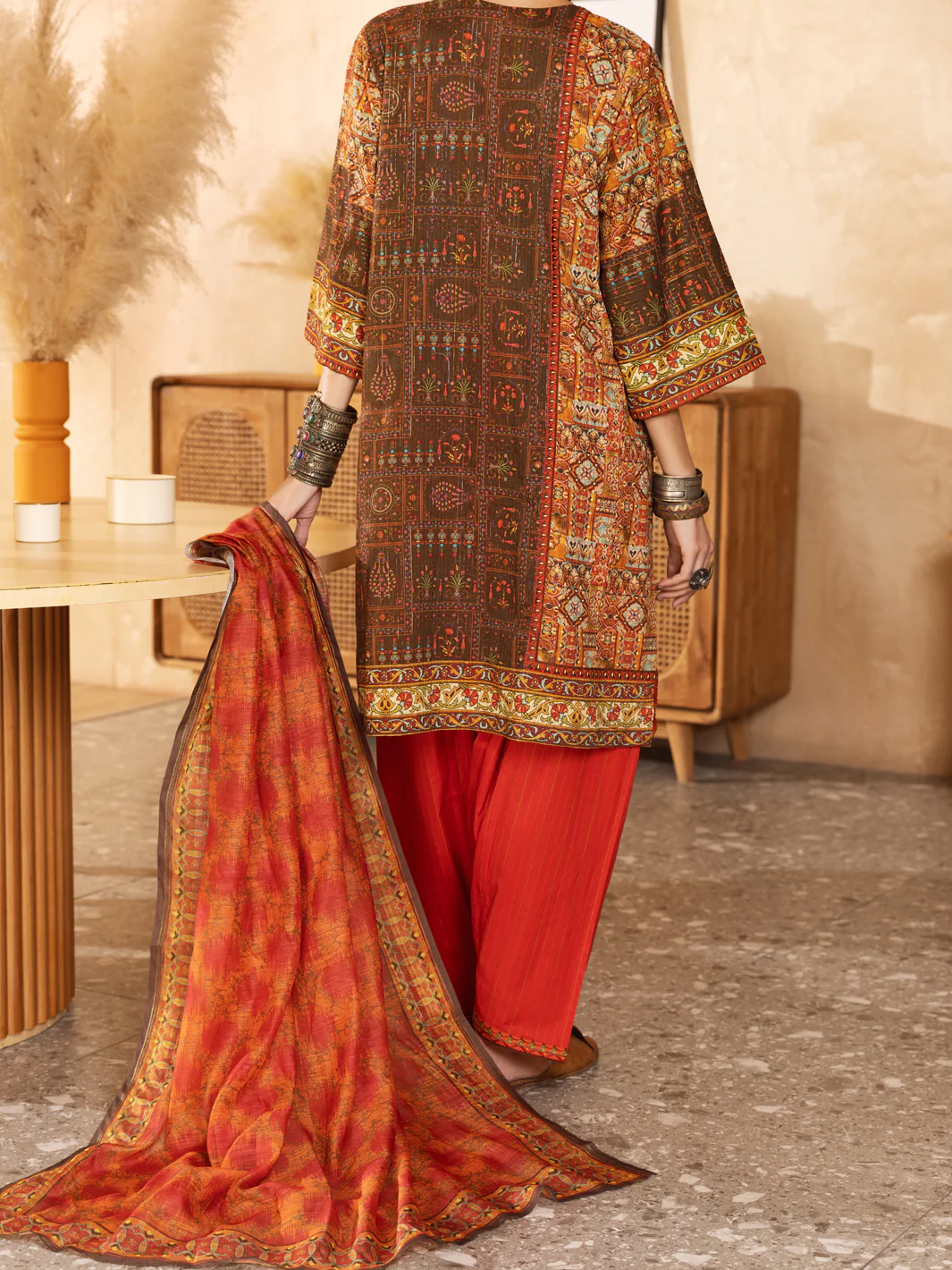 RED LUREX 3PC UNSTITCHED | ALP-3PS-US-1299 FB-1299A - Image 4