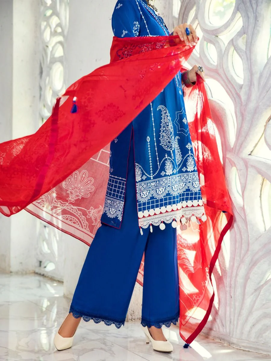 BLUE 3PC UNSTITCHED | ALP-3PS-US-1307 FB-1307A - Image 6