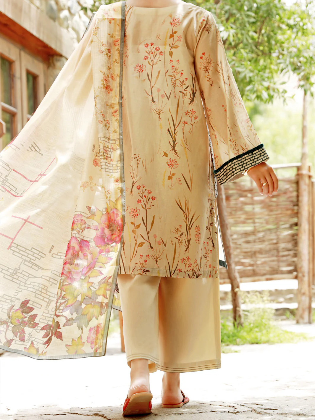 BEIGE LAWN 3PC STITCHED | ALP-3PS-US-1378/S FB-1378A - Image 2