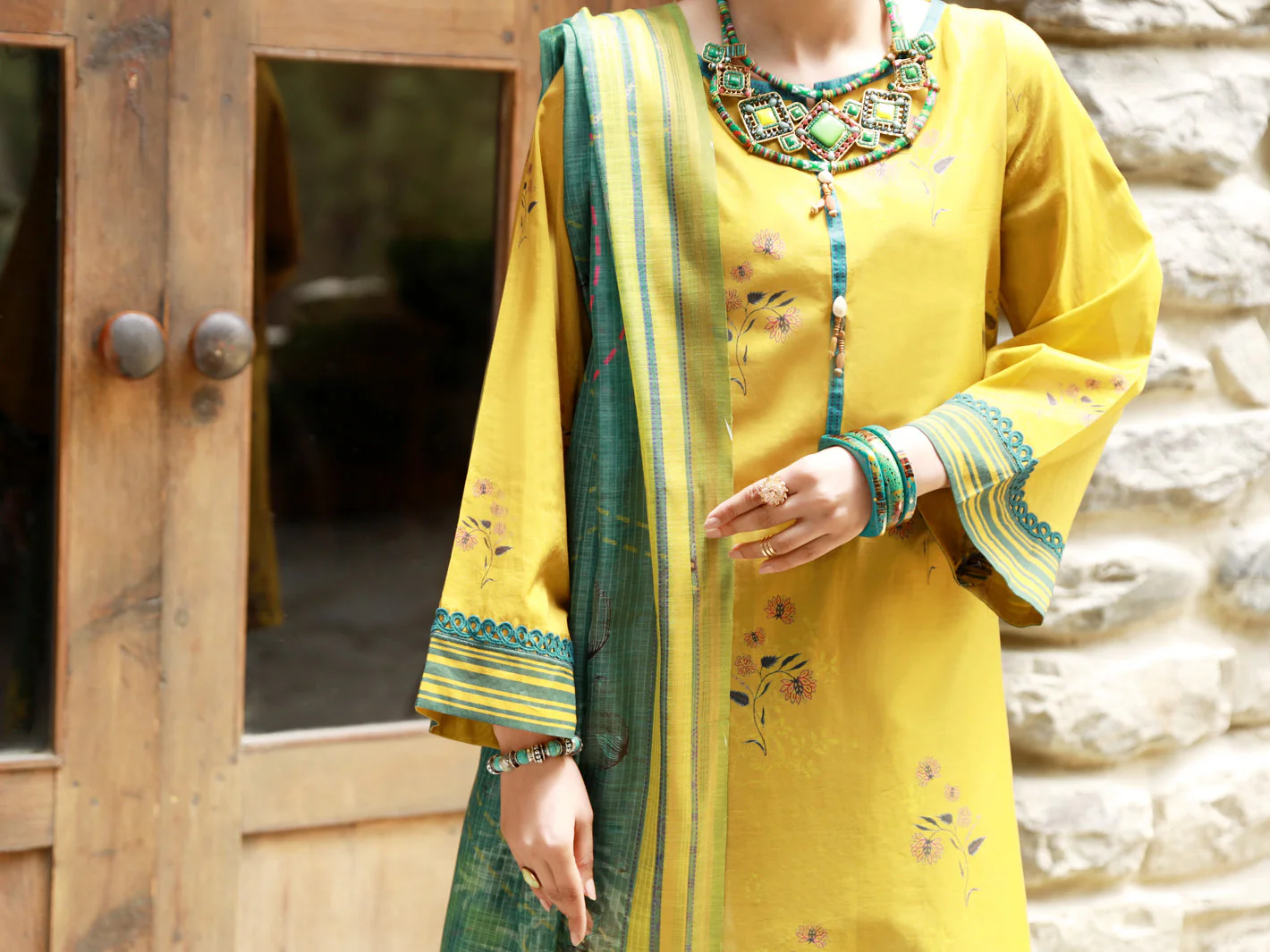 LIME GREEN LAWN 3PC STITCHED | ALP-3PS-US-1379/S FB-1379A - Image 5
