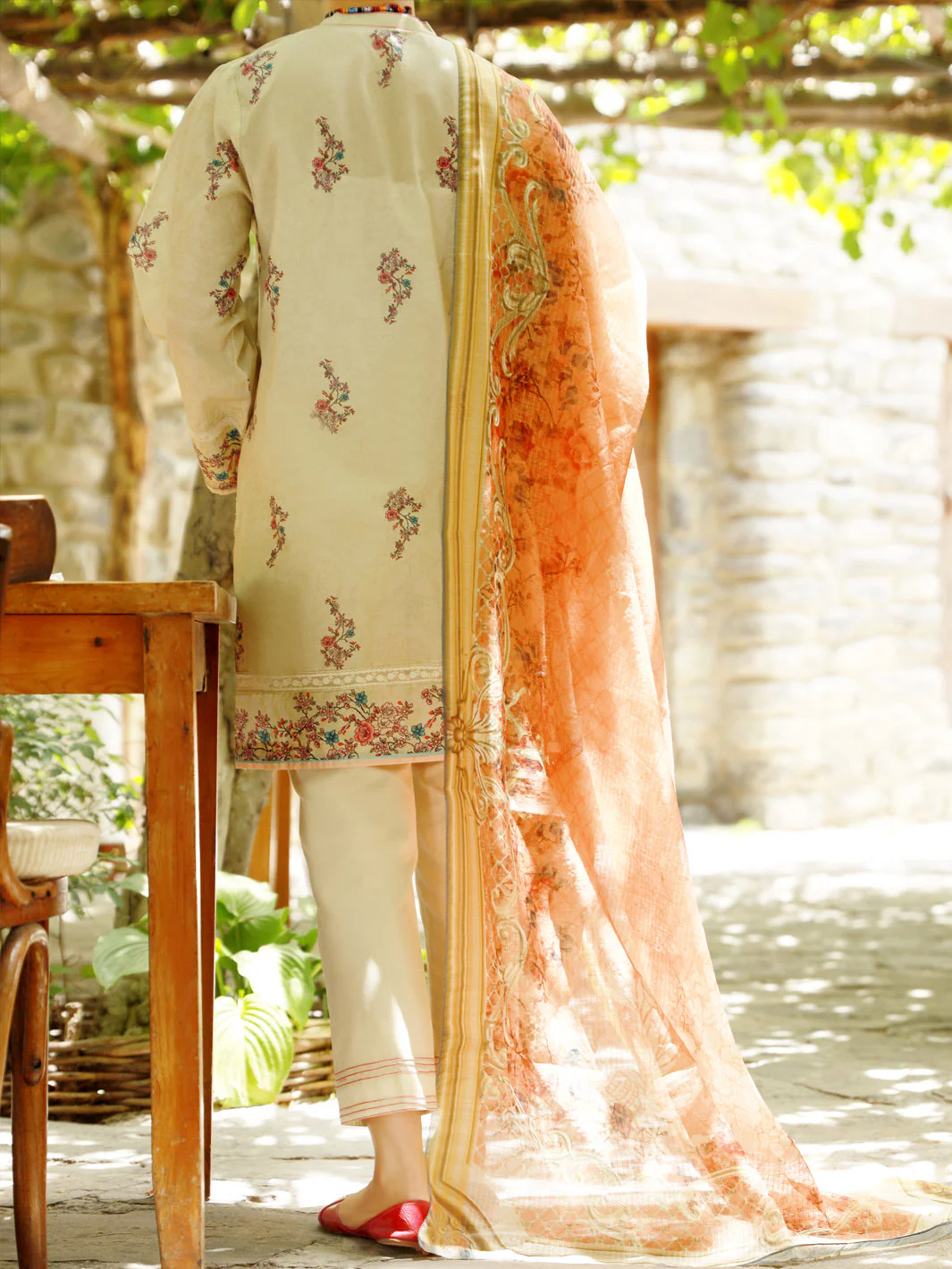 BEIGE LAWN 3PC STITCHED | ALP-3PS-US-1380/S FB-1380A - Image 2