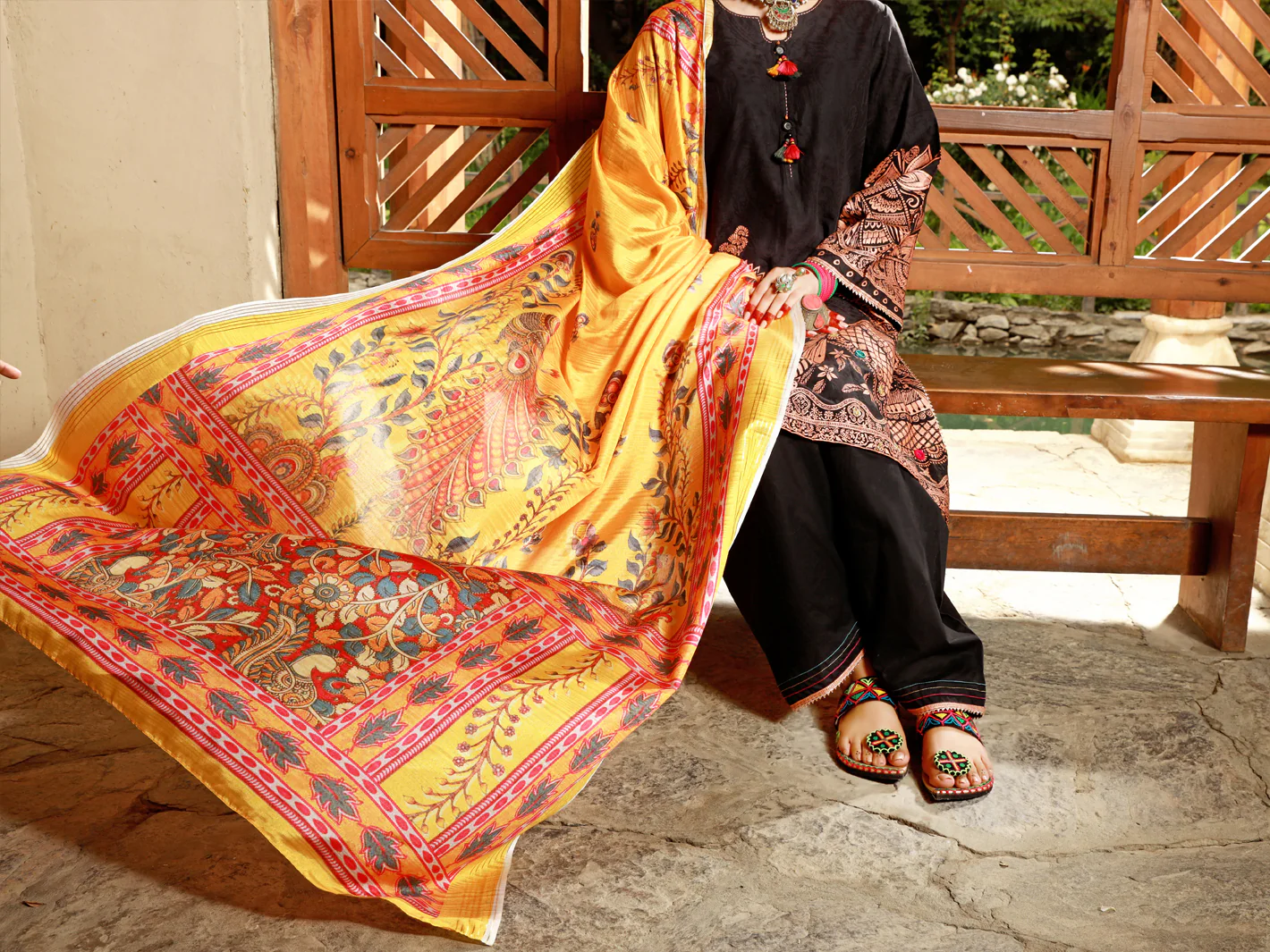 BLACK JACQUARD 3PC STITCHED | ALP-3PS-US-1386/S FB-1386A - Image 5