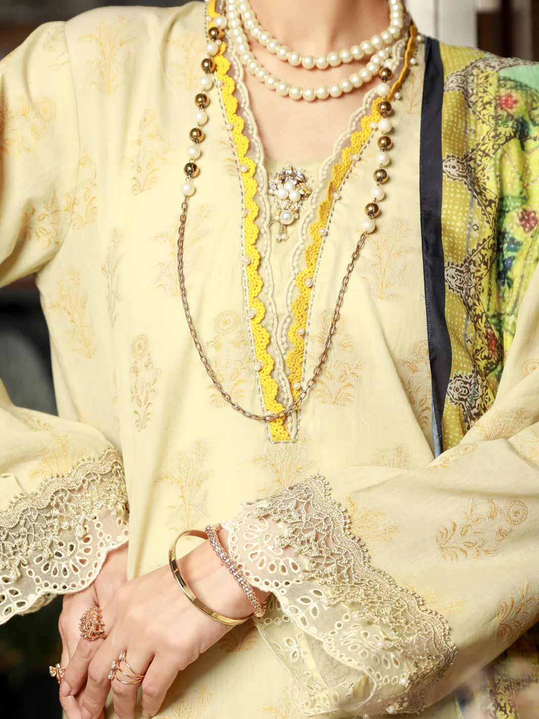 BEIGE JACQUARD 3PC STITCHED | ALP-3PS-US-1394/S FB-1394A - Image 3