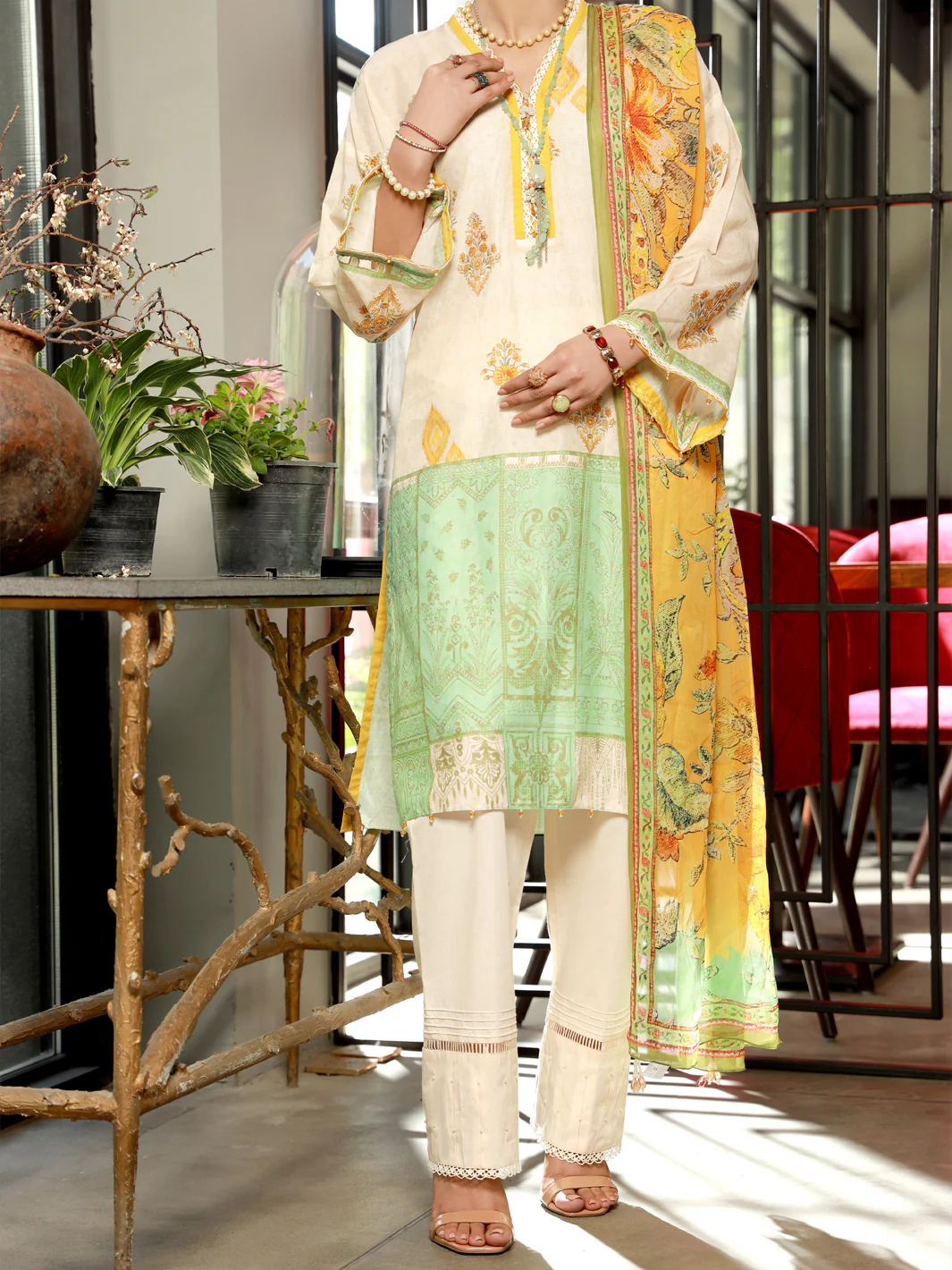 PEACH LAWN 3PC STITCHED | ALP-3PS-US-1396/S FB-1396A
