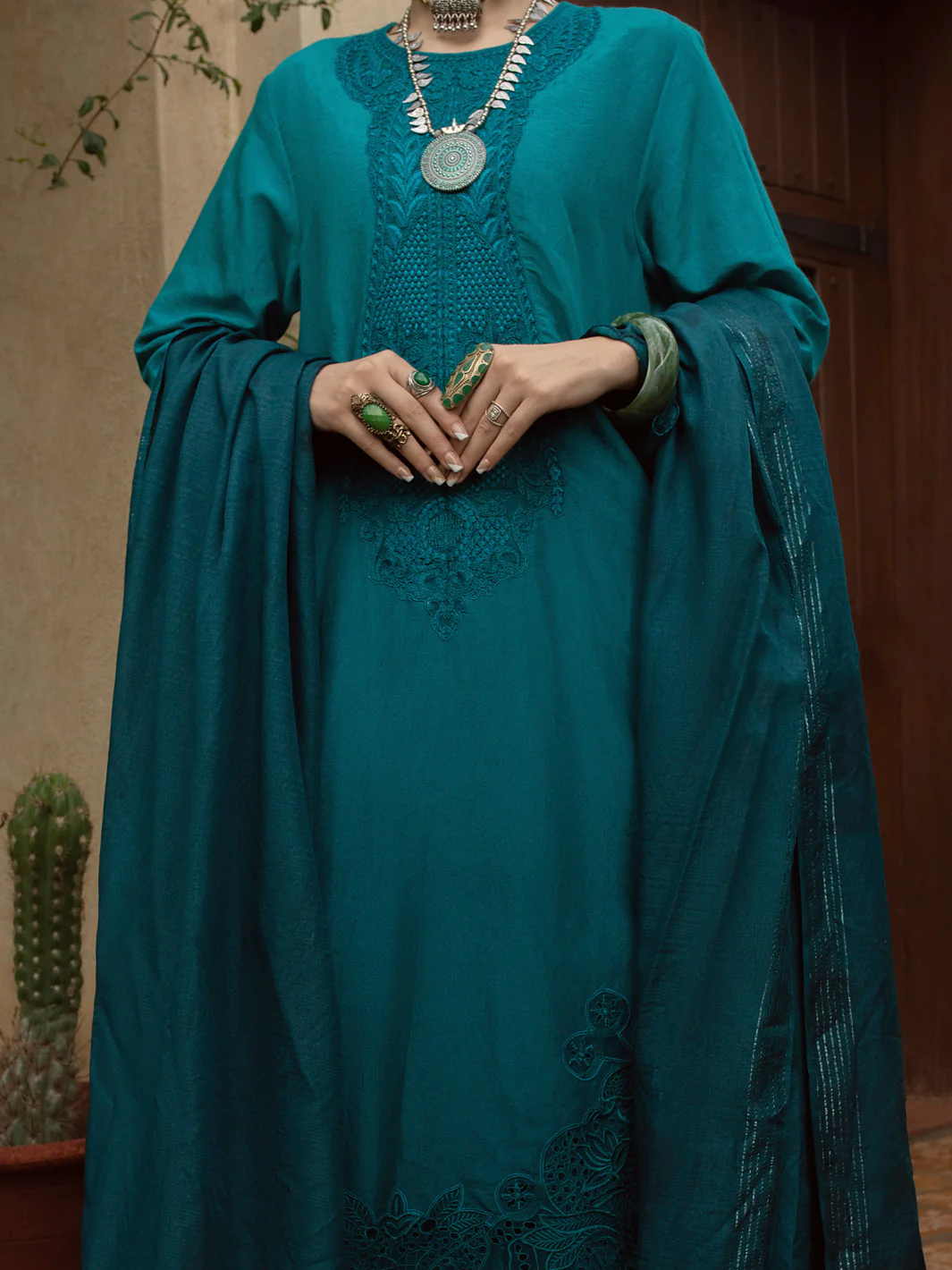 TURQUOISE PLAIN 3PC UNSTITCHED | ALP-3PS-US-1398 FB-1398A - Image 2