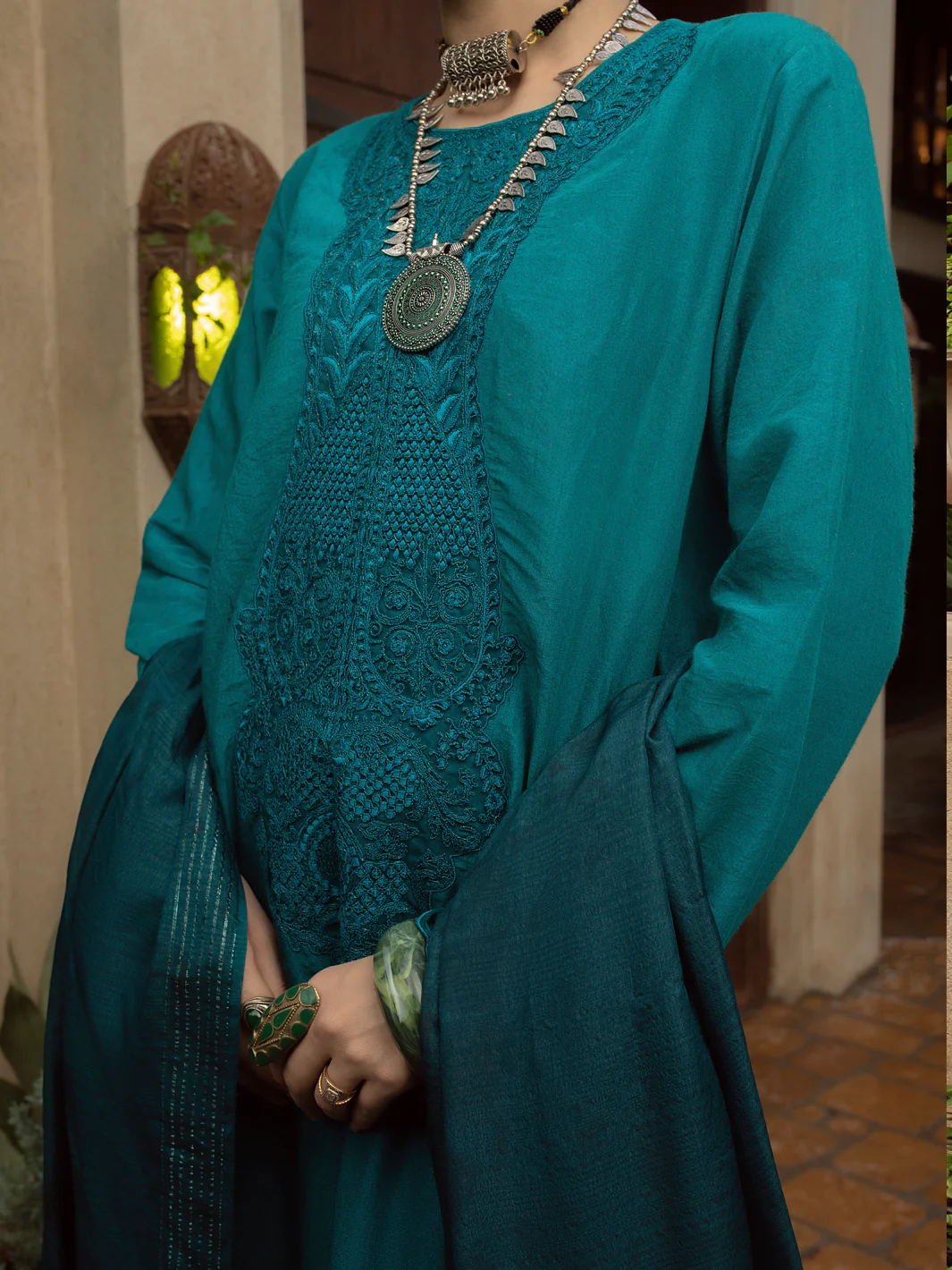 TURQUOISE PLAIN 3PC UNSTITCHED | ALP-3PS-US-1398 FB-1398A - Image 4