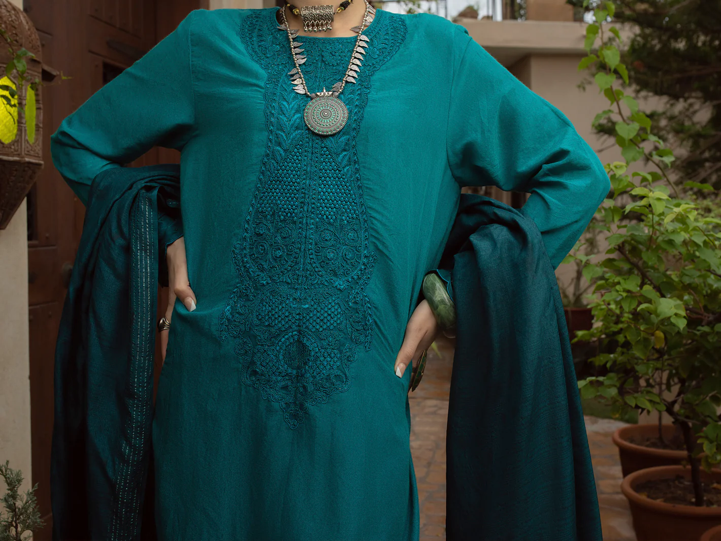 TURQUOISE PLAIN 3PC UNSTITCHED | ALP-3PS-US-1398 FB-1398A - Image 5