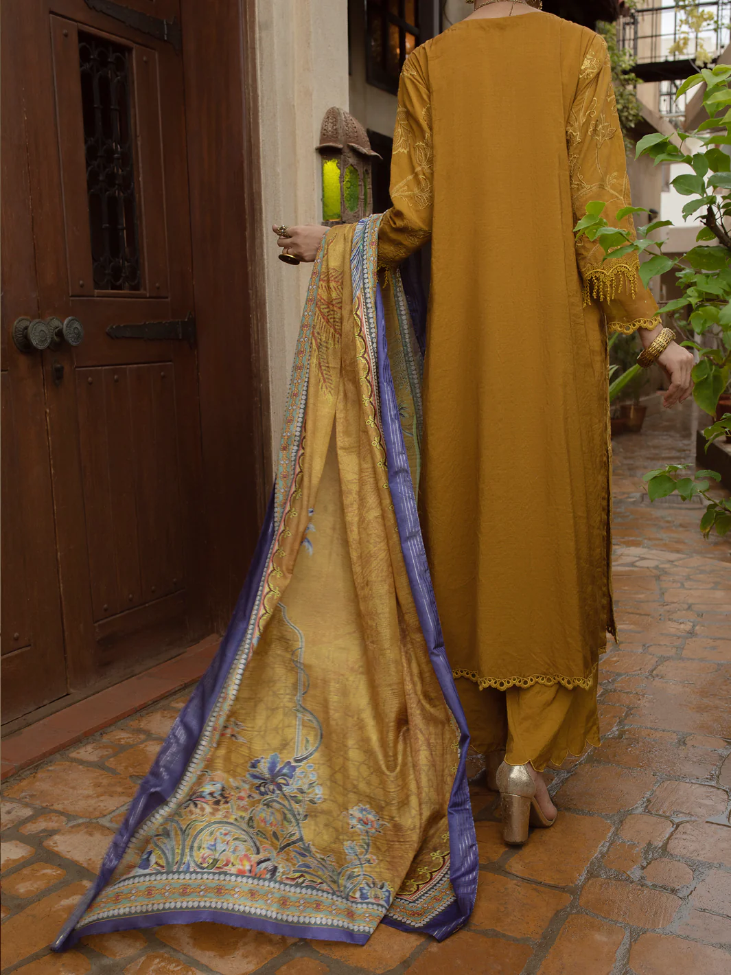MEHNDI GREEN CHUNRI 3PC UNSTITCHED | ALP-3PS-US-1399 FB-1399A - Image 2