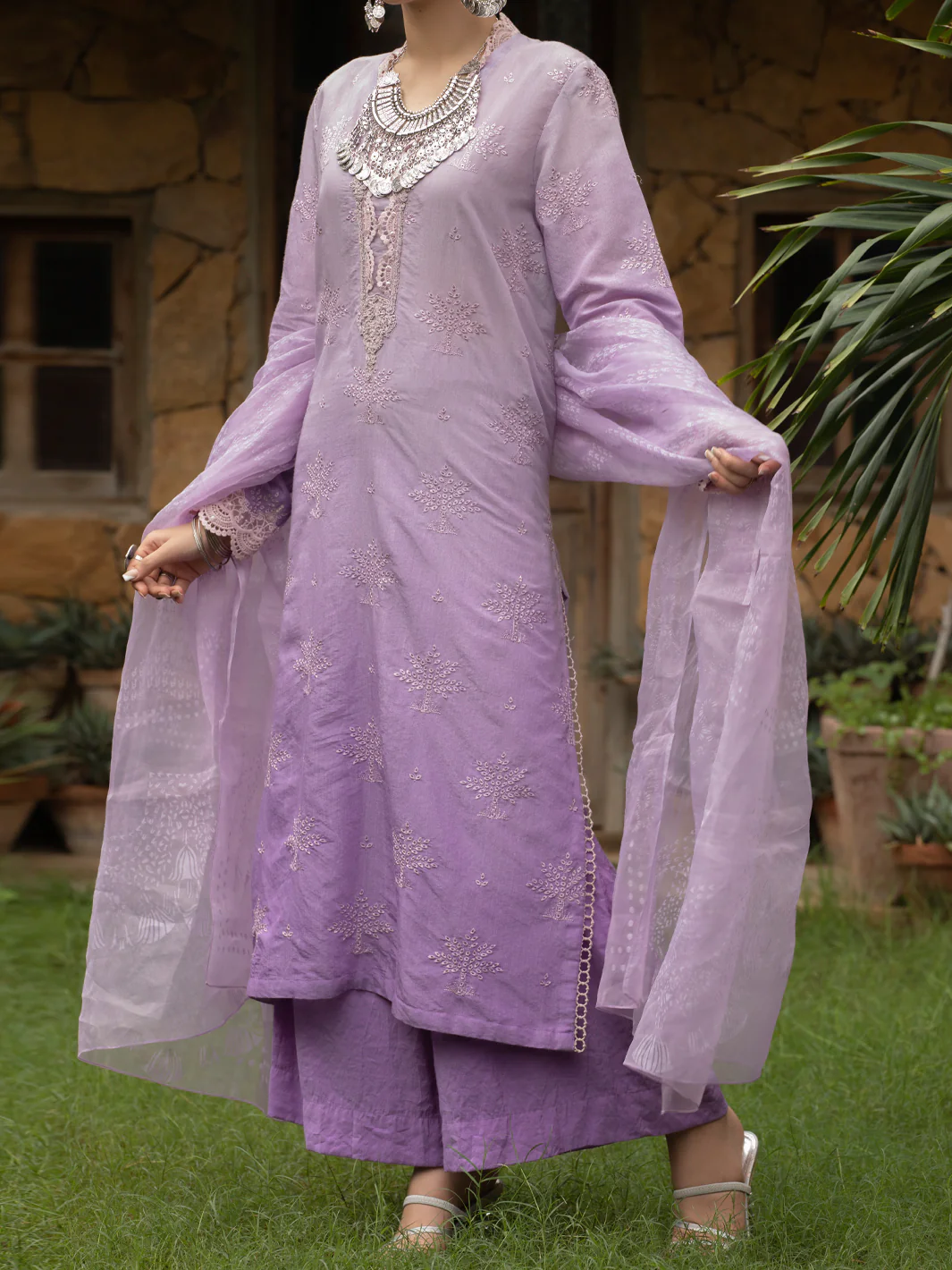 LIGHT PURPLE CHUNRI 3PC UNSTITCHED | ALP-3PS-US-1400 FB-1400A