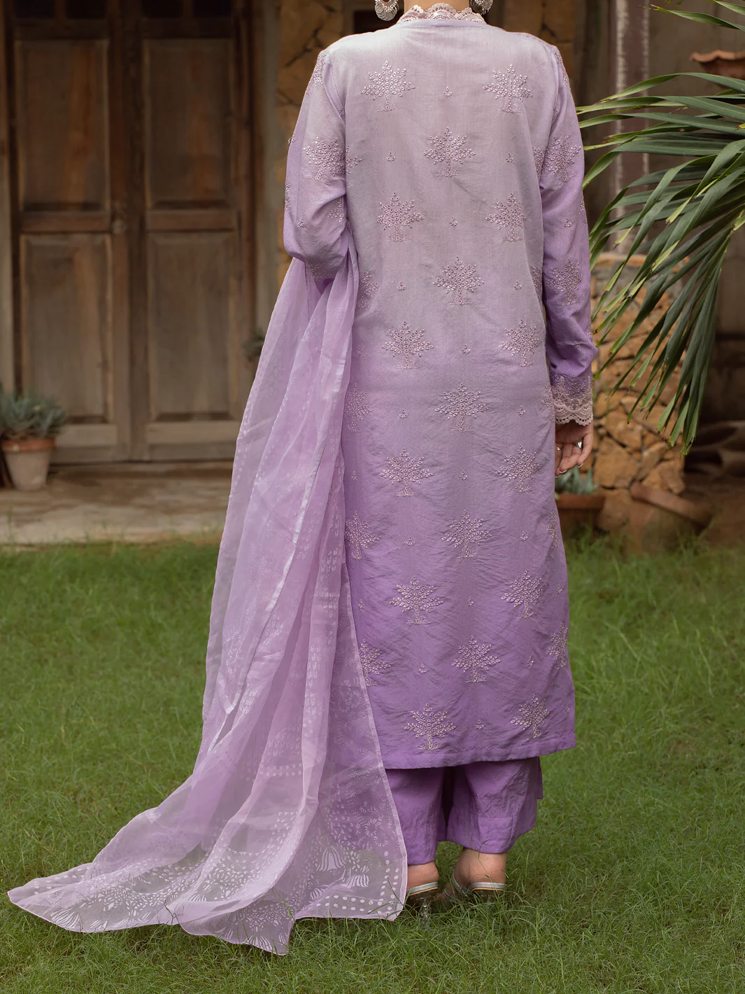 LIGHT PURPLE CHUNRI 3PC UNSTITCHED | ALP-3PS-US-1400 FB-1400A - Image 2