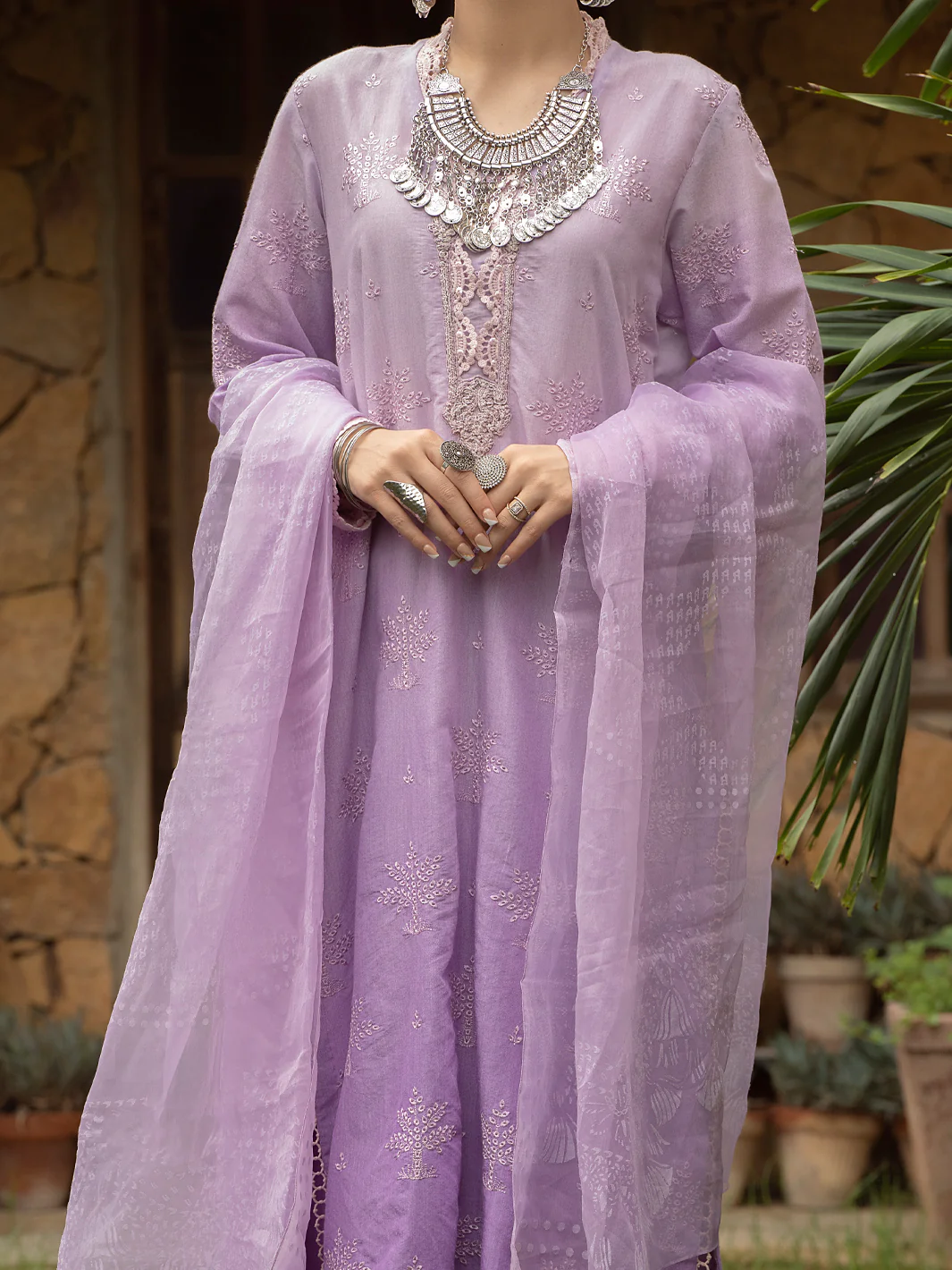 LIGHT PURPLE CHUNRI 3PC UNSTITCHED | ALP-3PS-US-1400 FB-1400A - Image 5