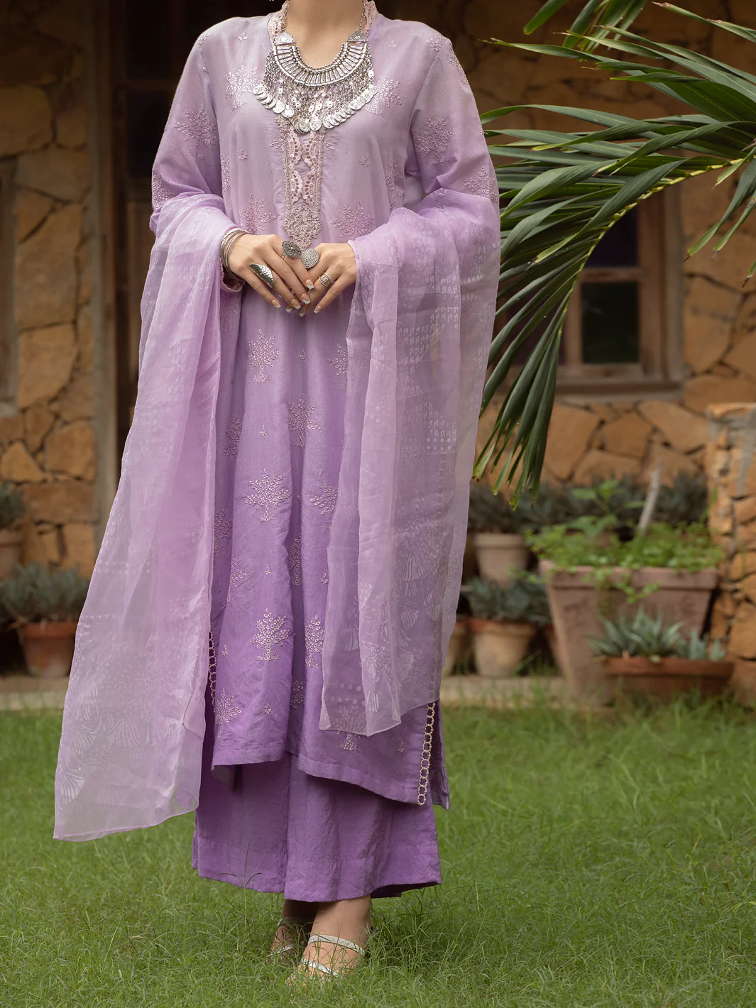 LIGHT PURPLE CHUNRI 3PC STITCHED | ALP-3PS-US-1400/S FB-1400A