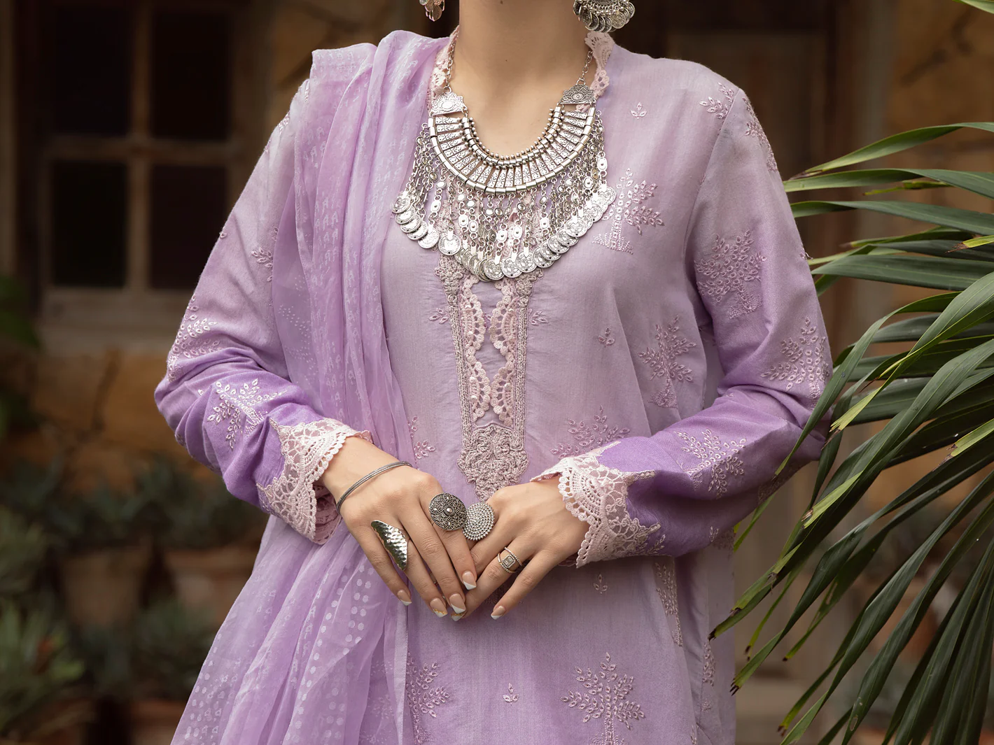 LIGHT PURPLE CHUNRI 3PC STITCHED | ALP-3PS-US-1400/S FB-1400A - Image 5