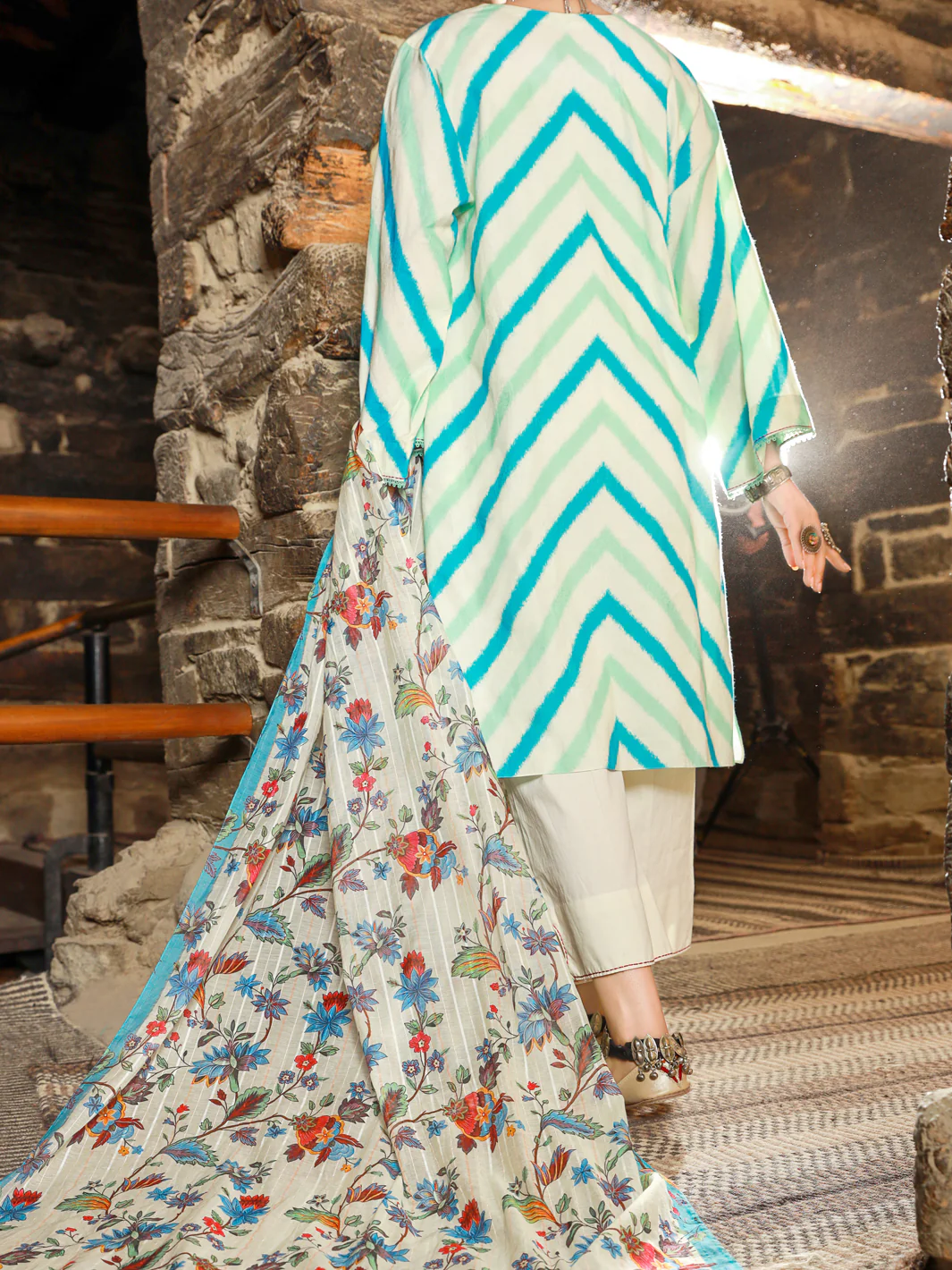 ICE BLUE JACQUARD 3PC STITCHED | ALP-3PS-US-1416/S FB-1416A - Image 2