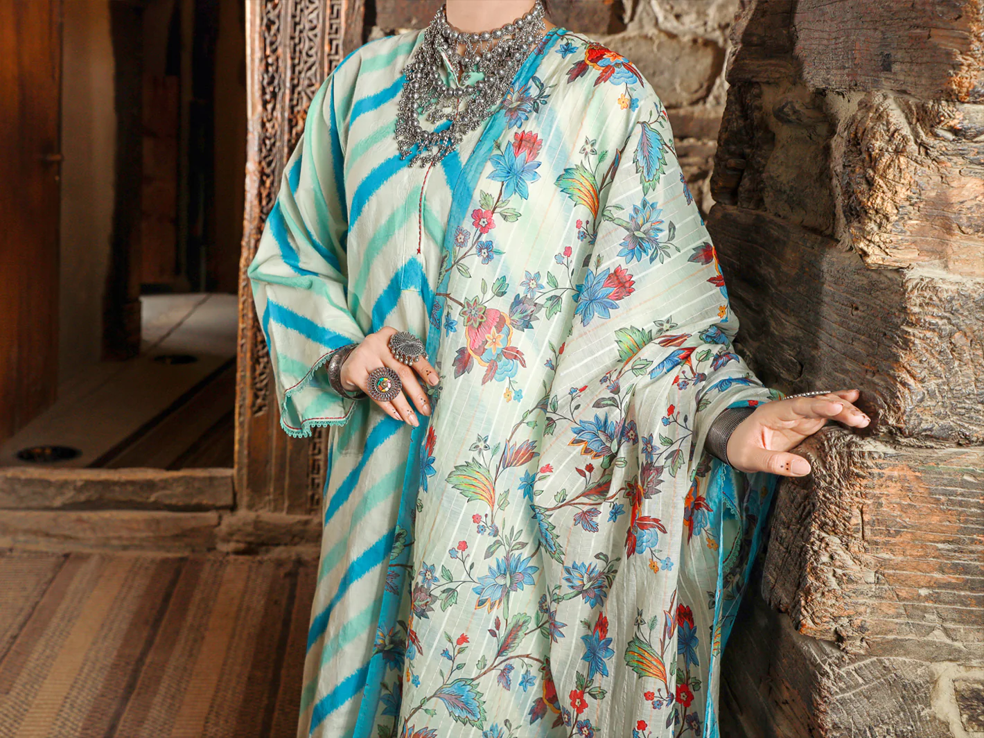 ICE BLUE JACQUARD 3PC STITCHED | ALP-3PS-US-1416/S FB-1416A - Image 5