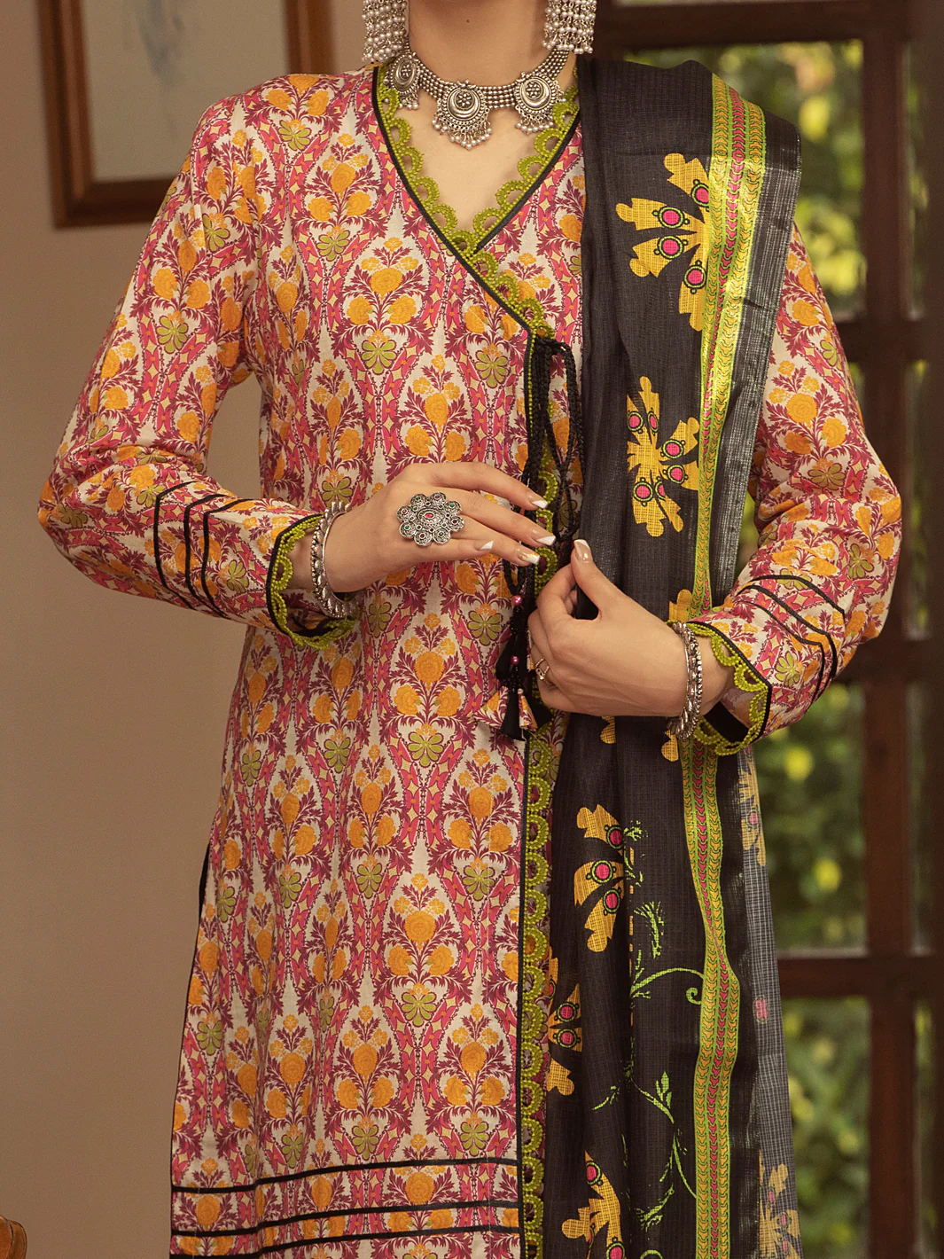 MULTICOLOR LAWN 3PC UNSTITCHED | ALP-3PS-US-1423 FB-1423A - Image 5