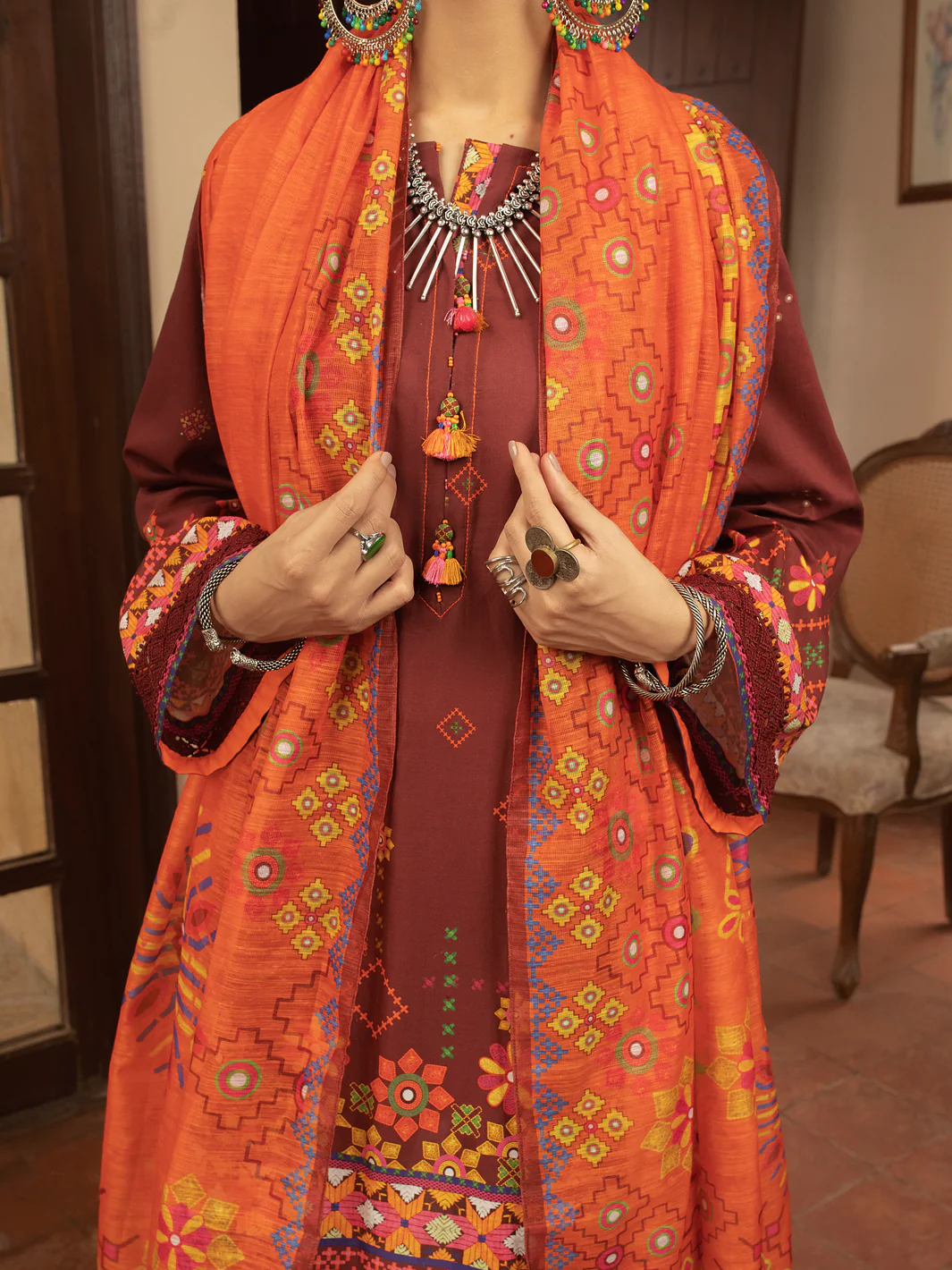 MAROON CAMBRIC 3PC UNSTITCHED | ALP-3PS-US-1424 FB-1424A - Image 6