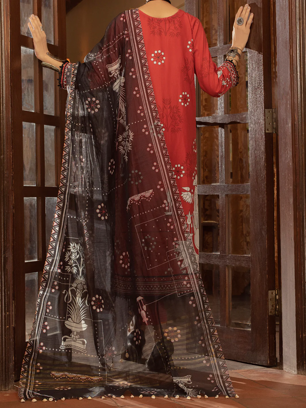 RED CAMBRIC 3PC UNSTITCHED | ALP-3PS-US-1426 FB-1426A - Image 2