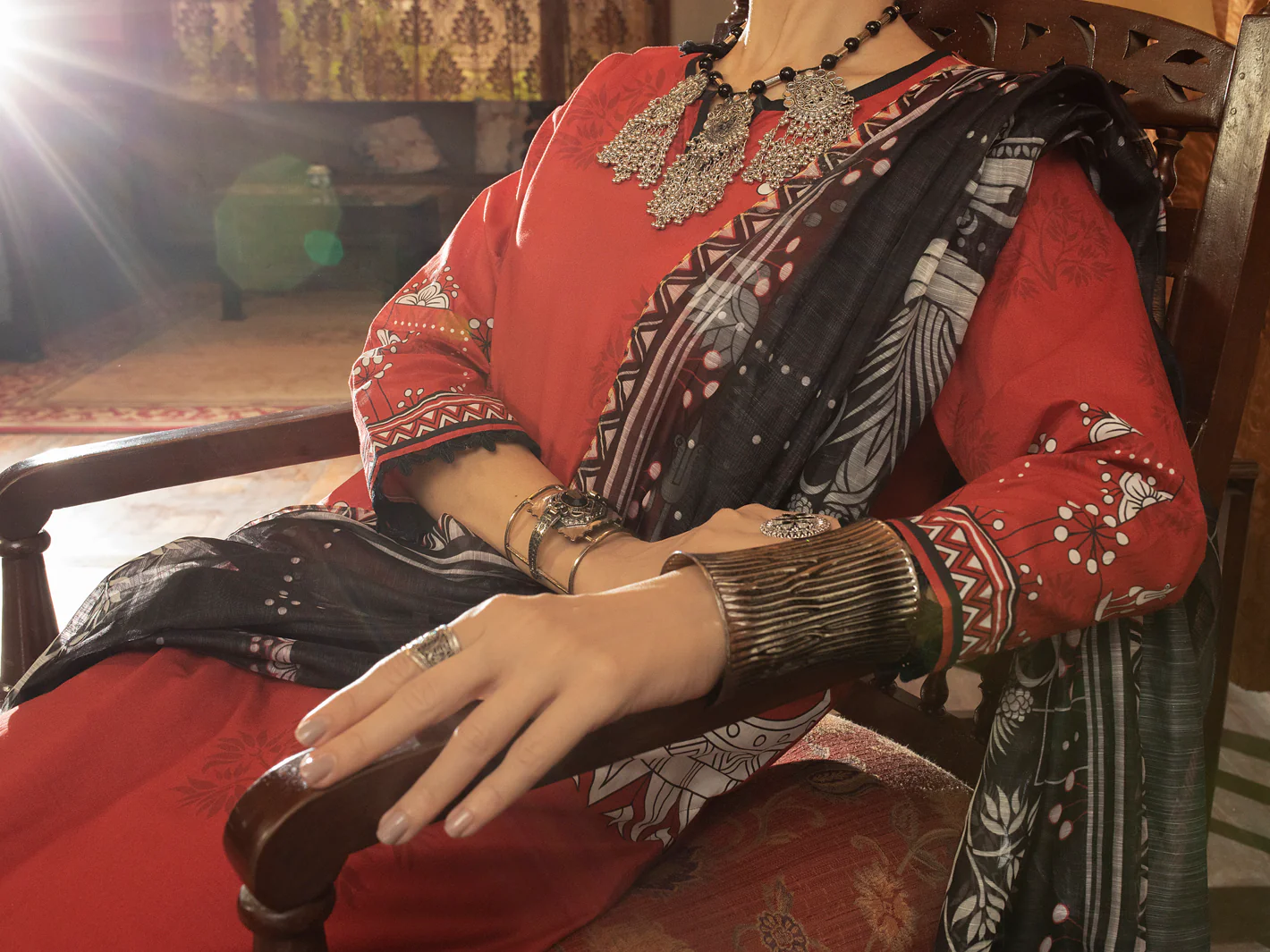 RED CAMBRIC 3PC UNSTITCHED | ALP-3PS-US-1426 FB-1426A - Image 5