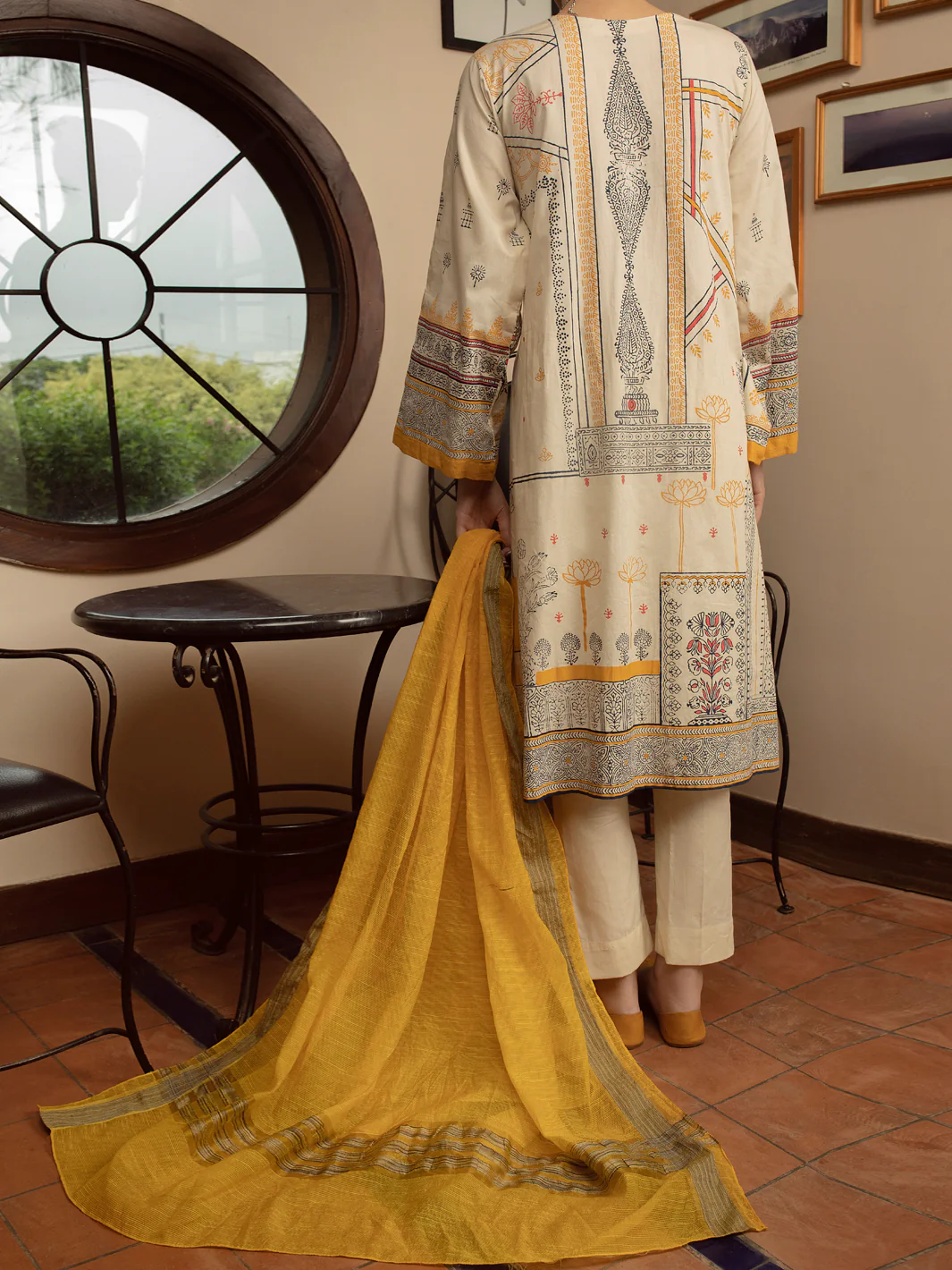 BEIGE CAMBRIC 3PC STITCHED | ALP-3PS-US-1431/S FB-1431A - Image 2