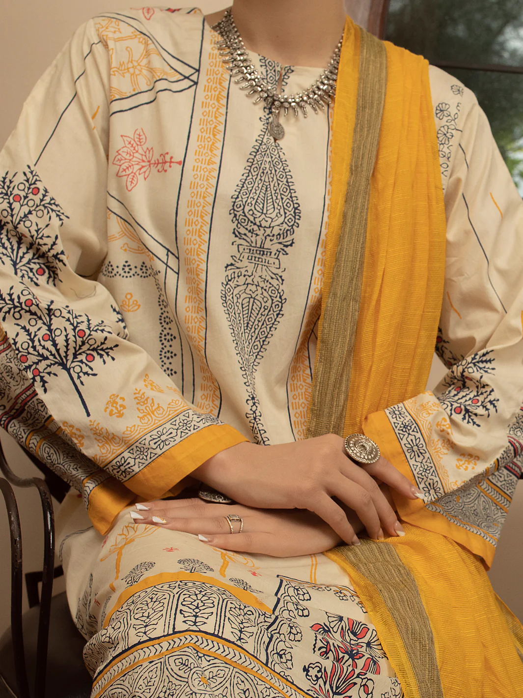 BEIGE CAMBRIC 3PC STITCHED | ALP-3PS-US-1431/S FB-1431A - Image 3
