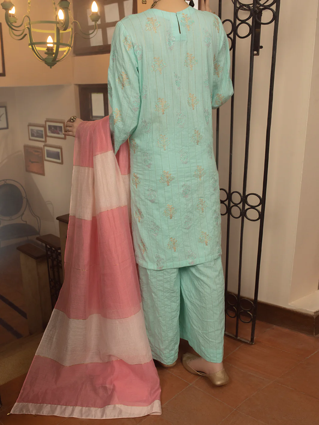 ICE BLUE JACQUARD 3PC STITCHED | ALP-3PS-US-1433/S FB-1433A - Image 2
