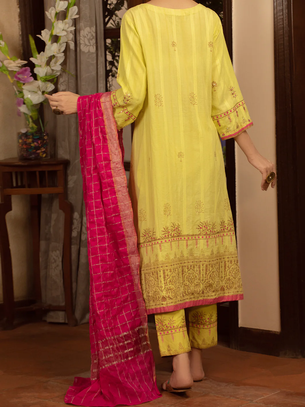 LIME GREEN JACQUARD 3PC STITCHED | ALP-3PS-US-1434/S FB-1434A - Image 2