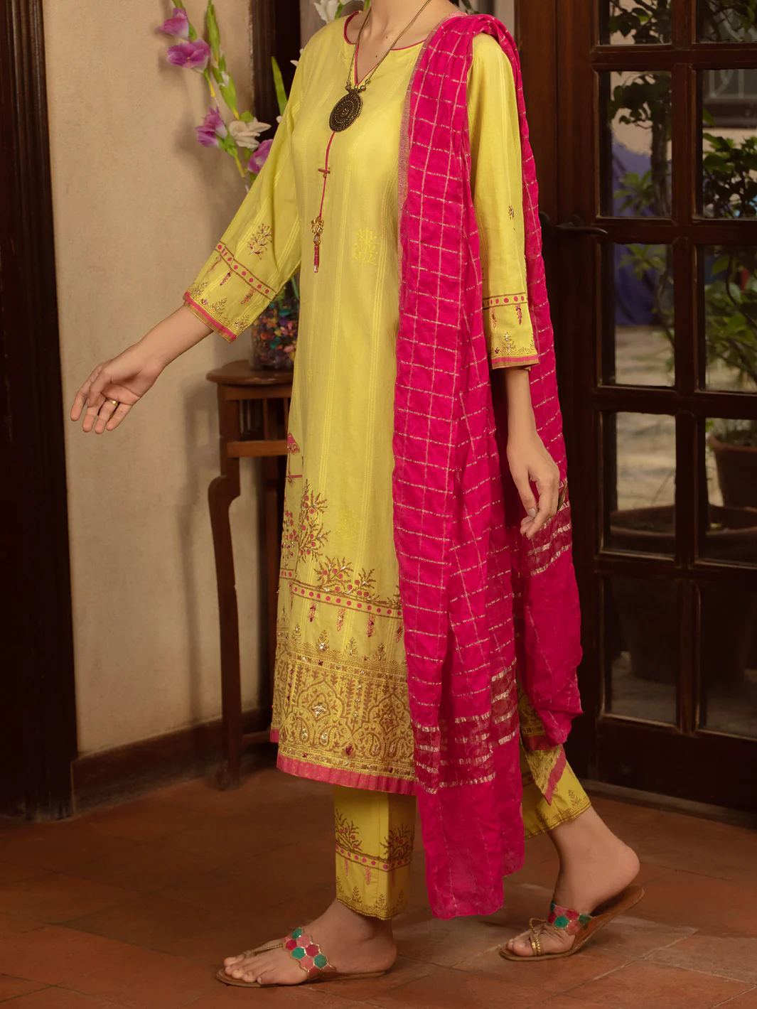 LIME GREEN JACQUARD 3PC STITCHED | ALP-3PS-US-1434/S FB-1434A - Image 4