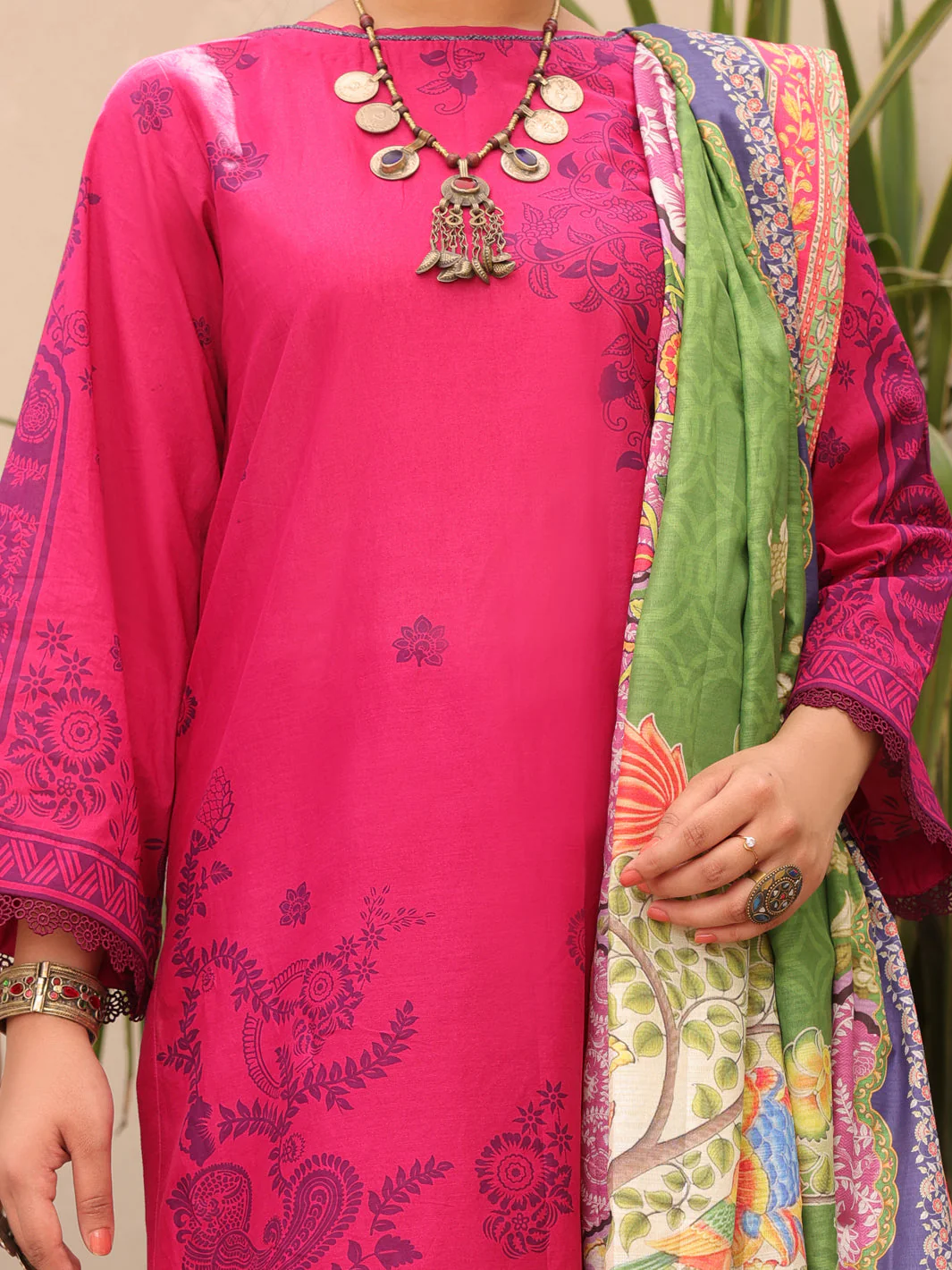 FUCHSIA 3PC UNSTITCHED | ALP-3PS-US-1607 FB-1607A - Image 3