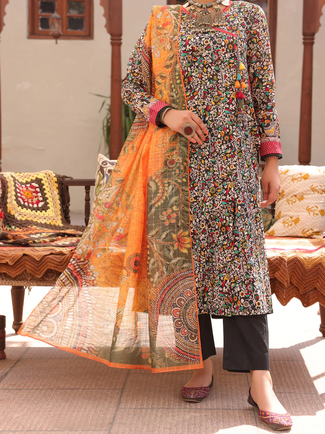 MULTI 3PC UNSTITCHED | ALP-3PS-US-1608 FB-1608A - Image 2