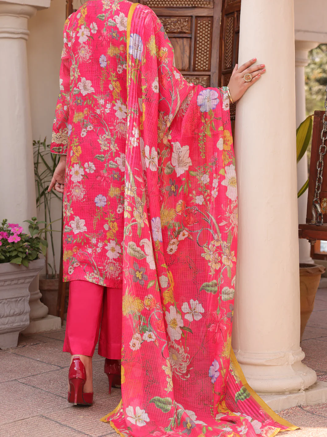 FUCHSIA 3PC UNSTITCHED | ALP-3PS-US-1613 FB-1613A - Image 2