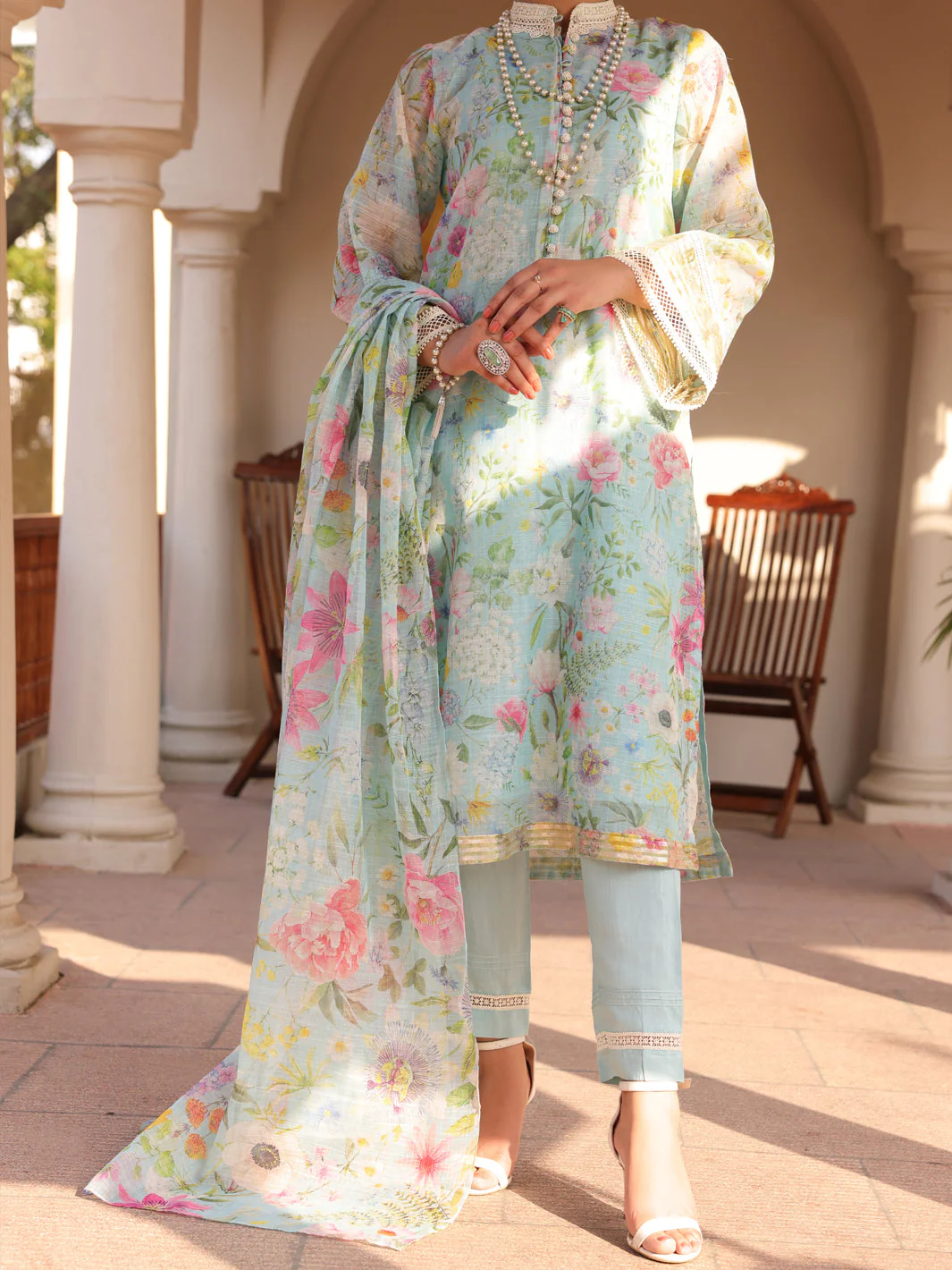 SAGE GREEN 3PC UNSTITCHED | ALP-3PS-US-1614 FB-1614A - Image 4