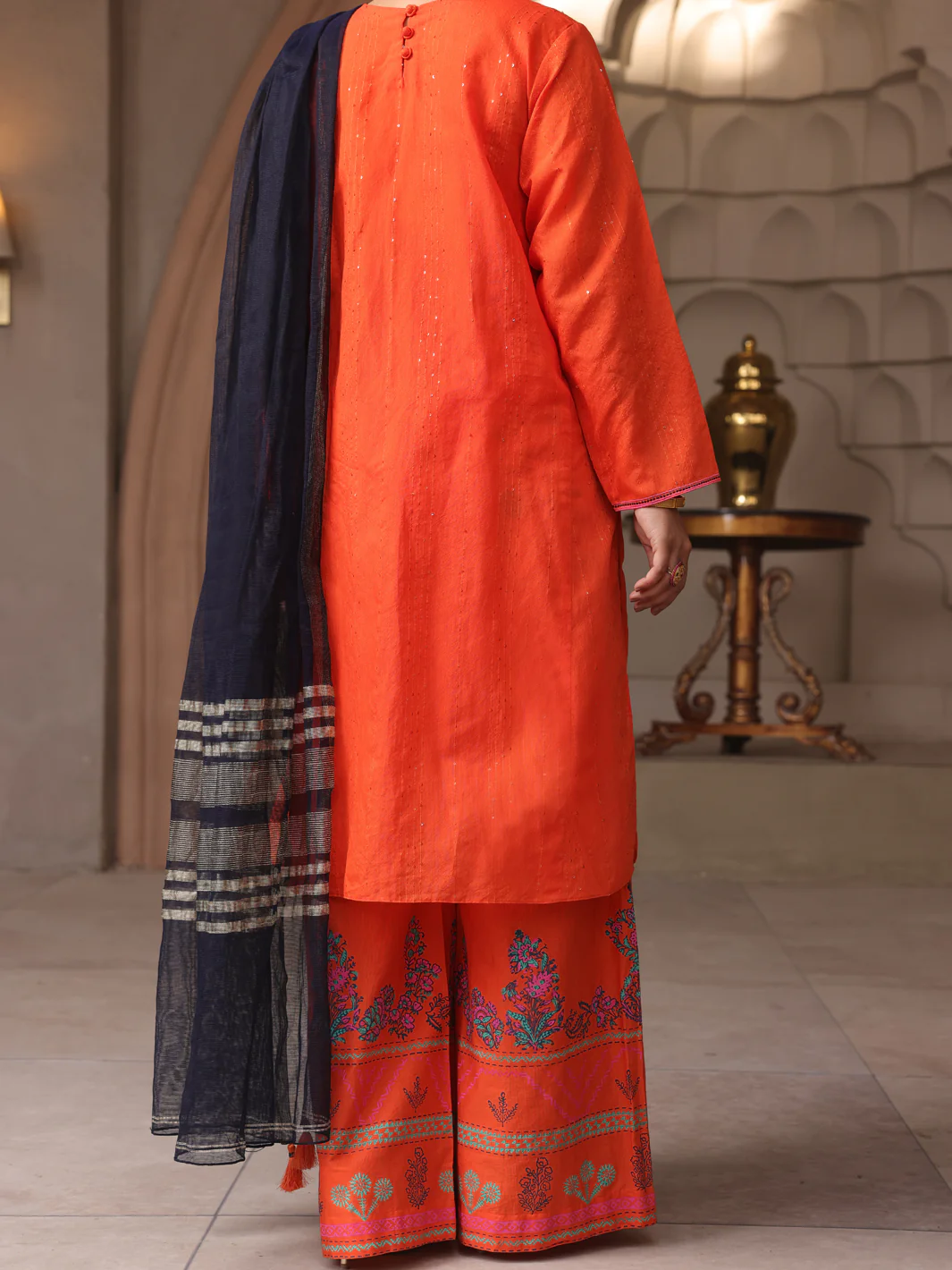 ORANGE DYED SEQUENCE 3PC STITCHED | ALP-3PS-US-1643/S FB-1643A - Image 2