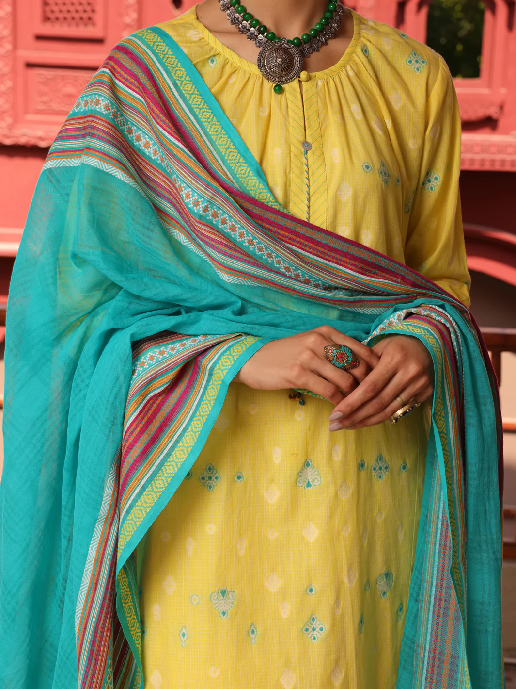 YELLOW YARN DYED 3PC STITCHED | ALP-3PS-US-1649/S FB-1624A - Image 3