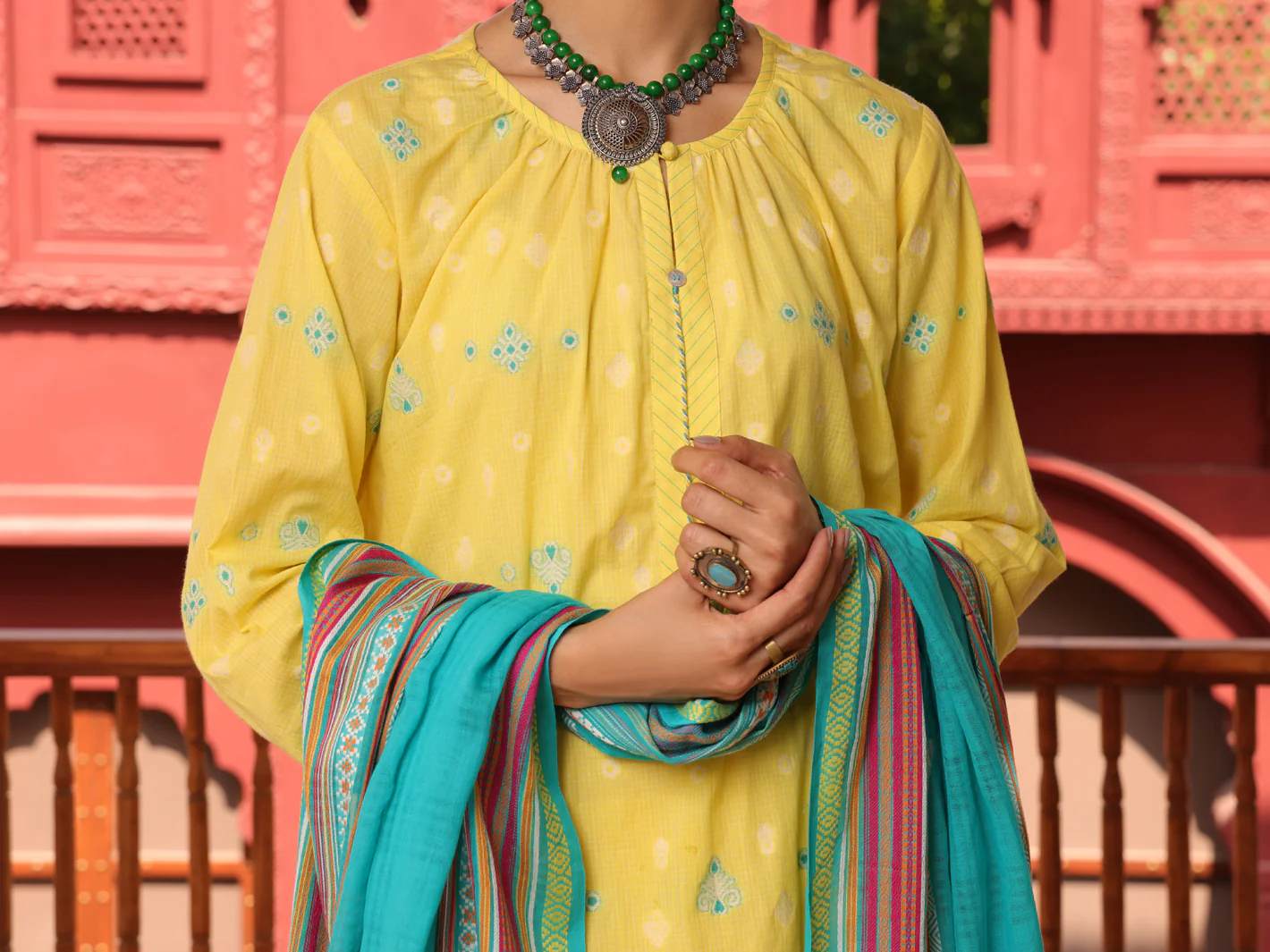 YELLOW YARN DYED 3PC STITCHED | ALP-3PS-US-1649/S FB-1624A - Image 4