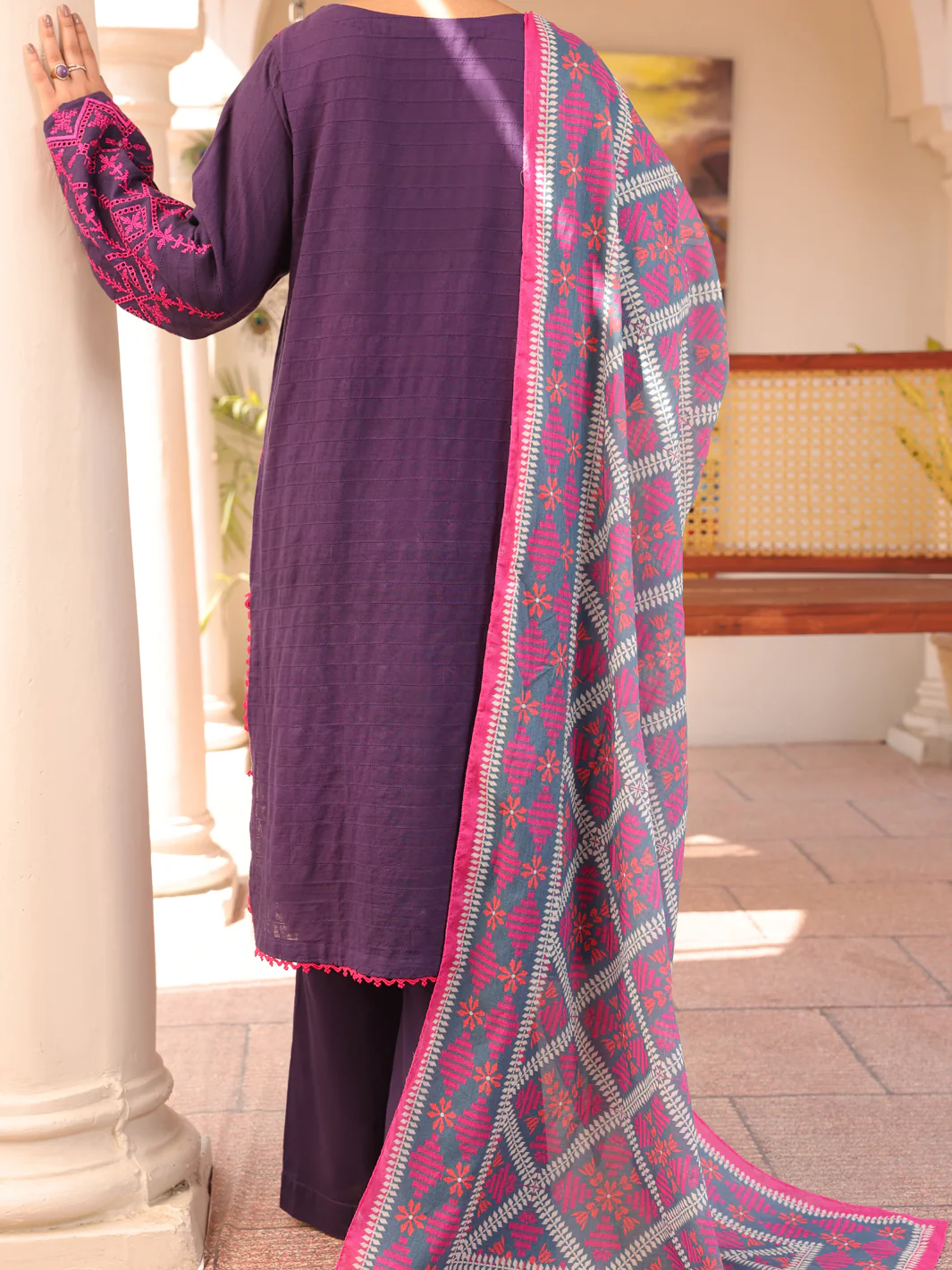 PURPLE LINO KARA 3PC STITCHED | ALP-3PS-US-1668/S FB-1668A - Image 2