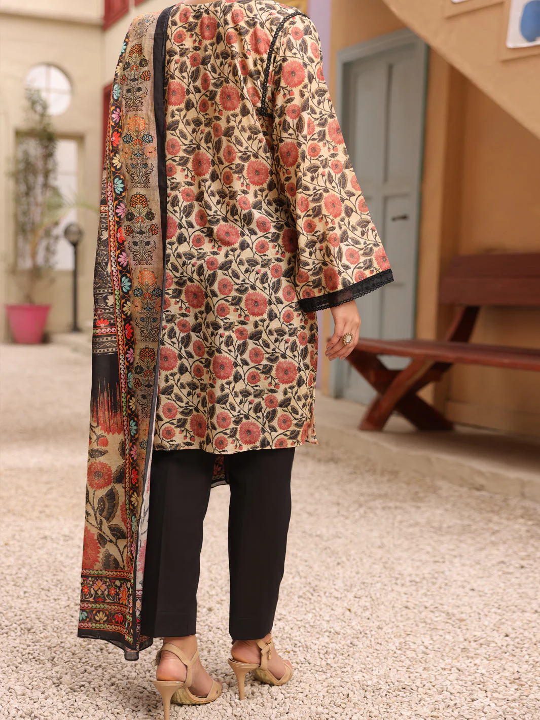 BEIGE 3PC UNSTITCHED | ALP-3PS-US-1674 FB-1674A - Image 2