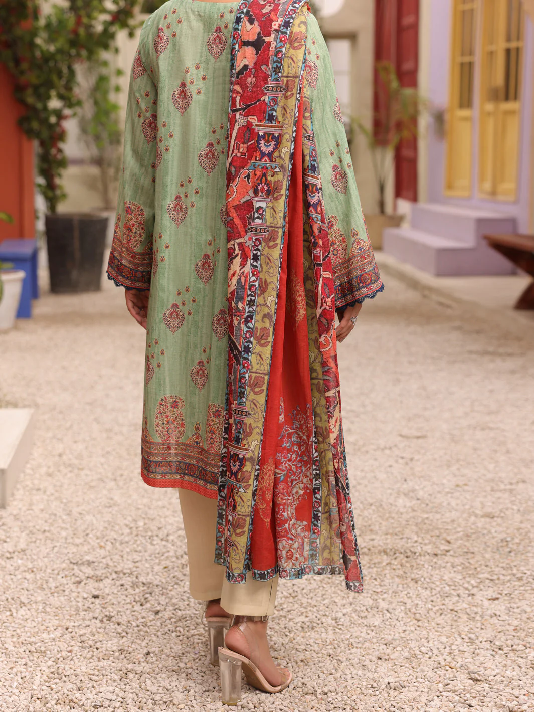 PISTA GREEN 3PC UNSTITCHED | ALP-3PS-US-1676 FB-1676A - Image 2