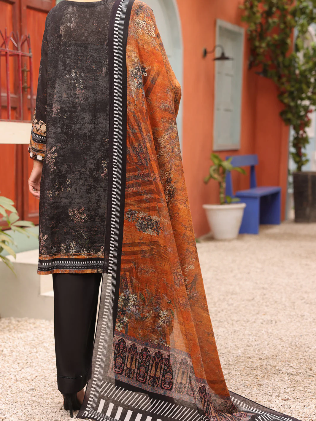 BLACK 3PC UNSTITCHED | ALP-3PS-US-1677 FB-1677A - Image 2