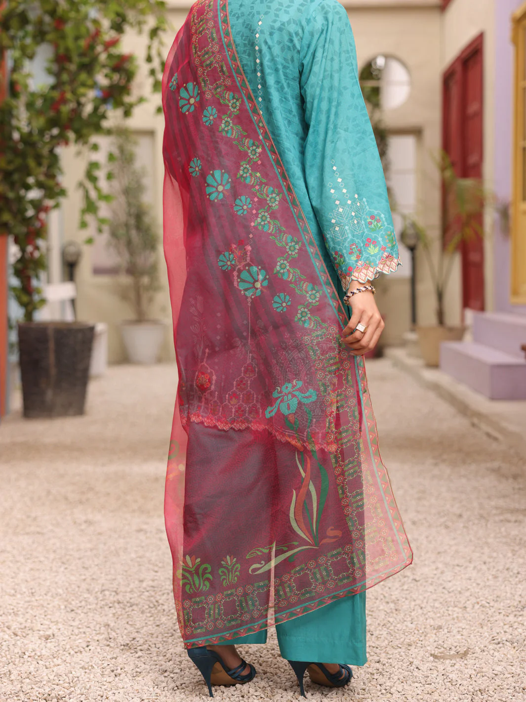 TURQUOISE 3PC UNSTITCHED | ALP-3PS-US-1679 FB-1679A - Image 2