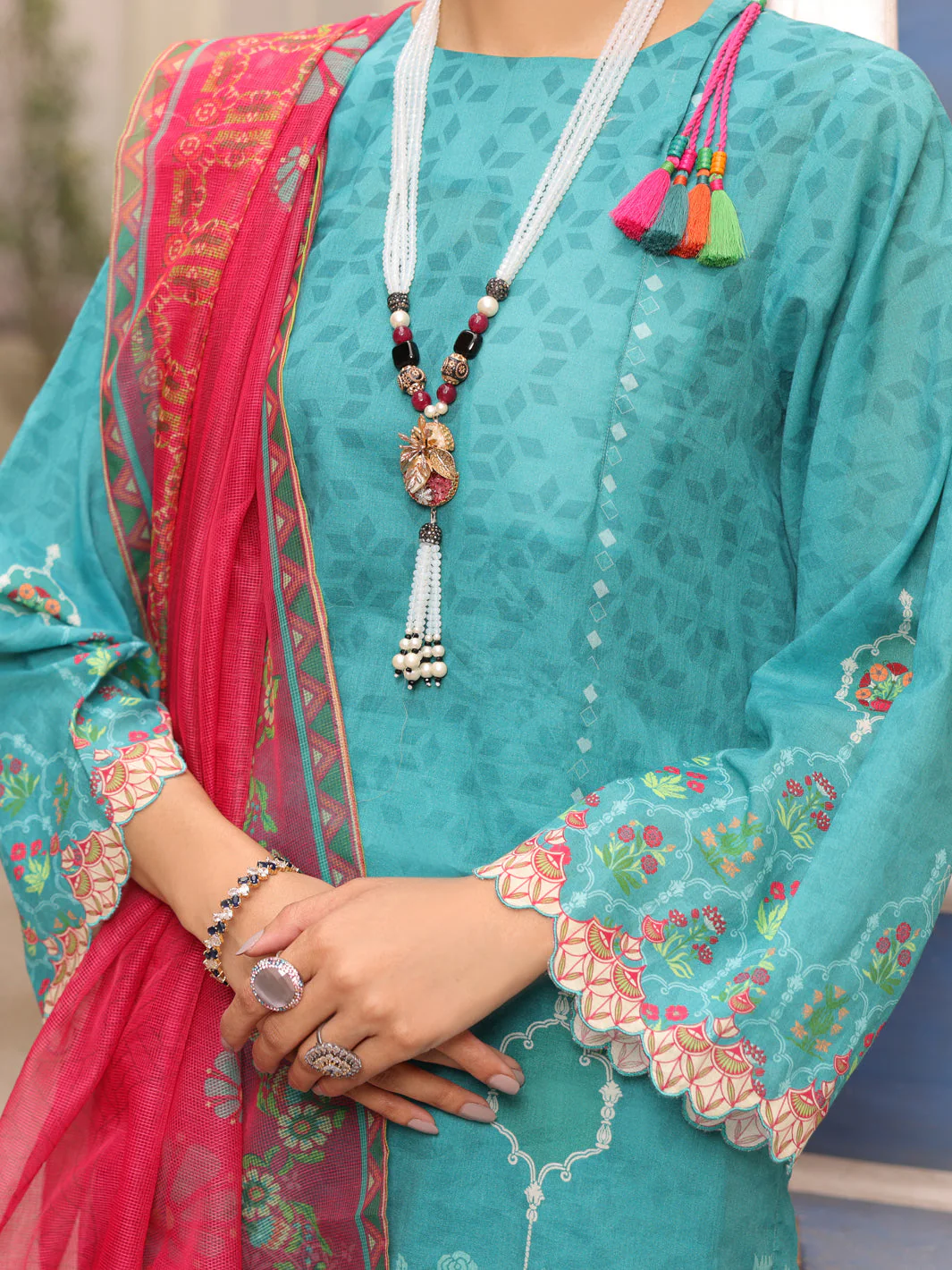 TURQUOISE 3PC UNSTITCHED | ALP-3PS-US-1679 FB-1679A - Image 3