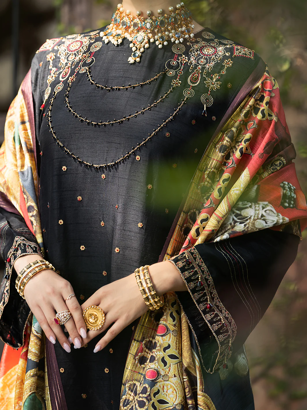 BLACK RAW SILK 3PC STITCHED | ALP-3PS-US-430/S AWP-430A - Image 3