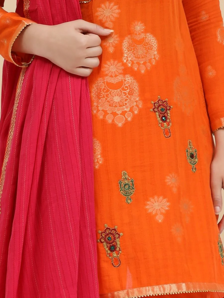 ORANGE JACQUARD 3PC UNSTITCHED | ALP-3PS-US-843 V-1 2020 - Image 2