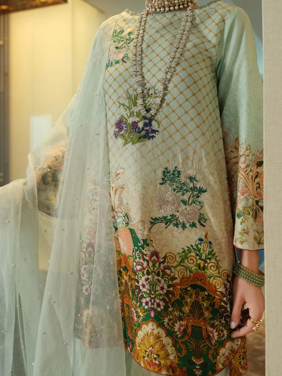 SEA GREEN JACQUARD 3PC UNSTITCHED | ALP-3PS-US-894 V-3 2020 - Image 3