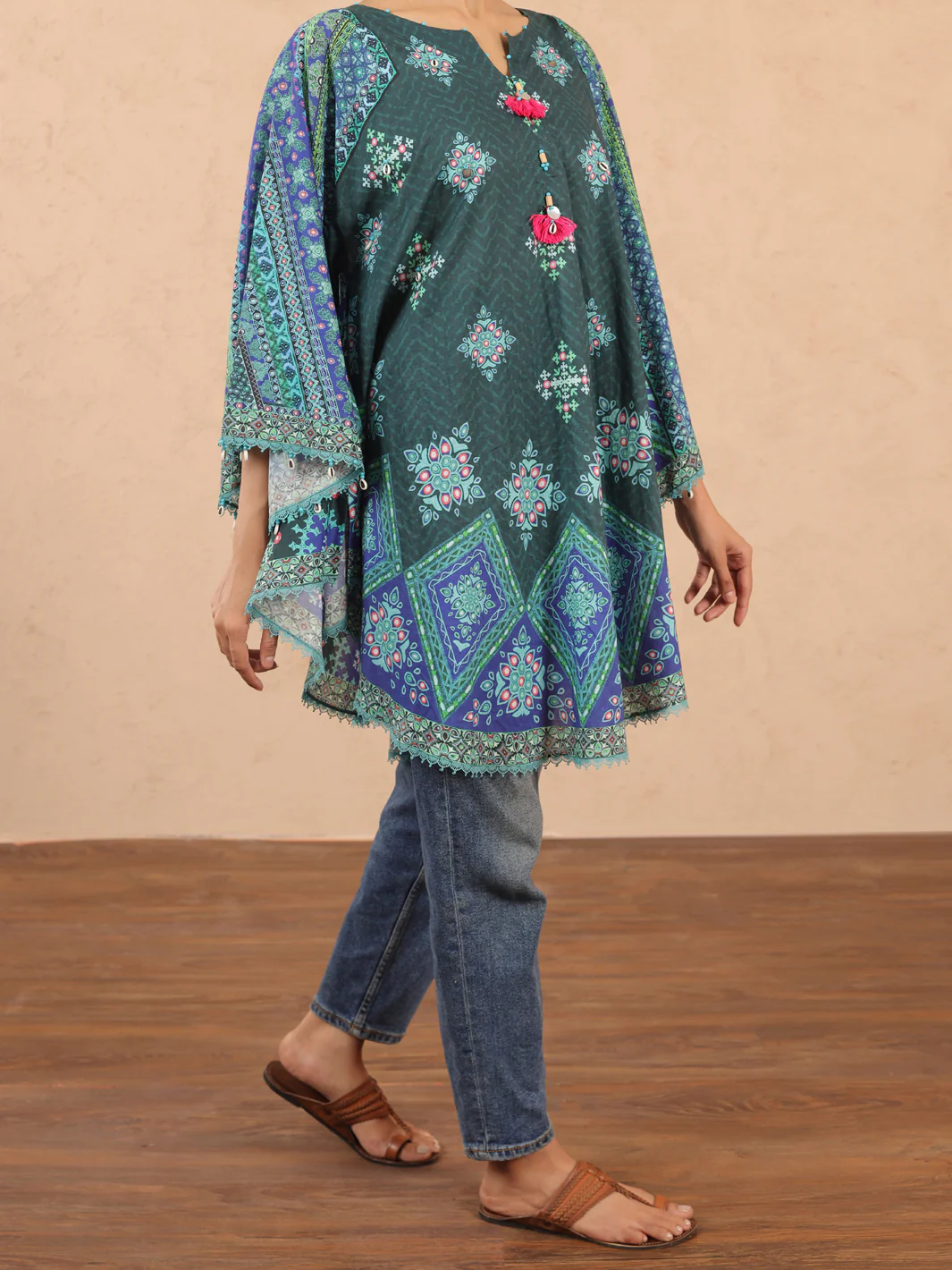 TEAL CAMBRIC KURTI | ALP-LK-1981/FB-1981A