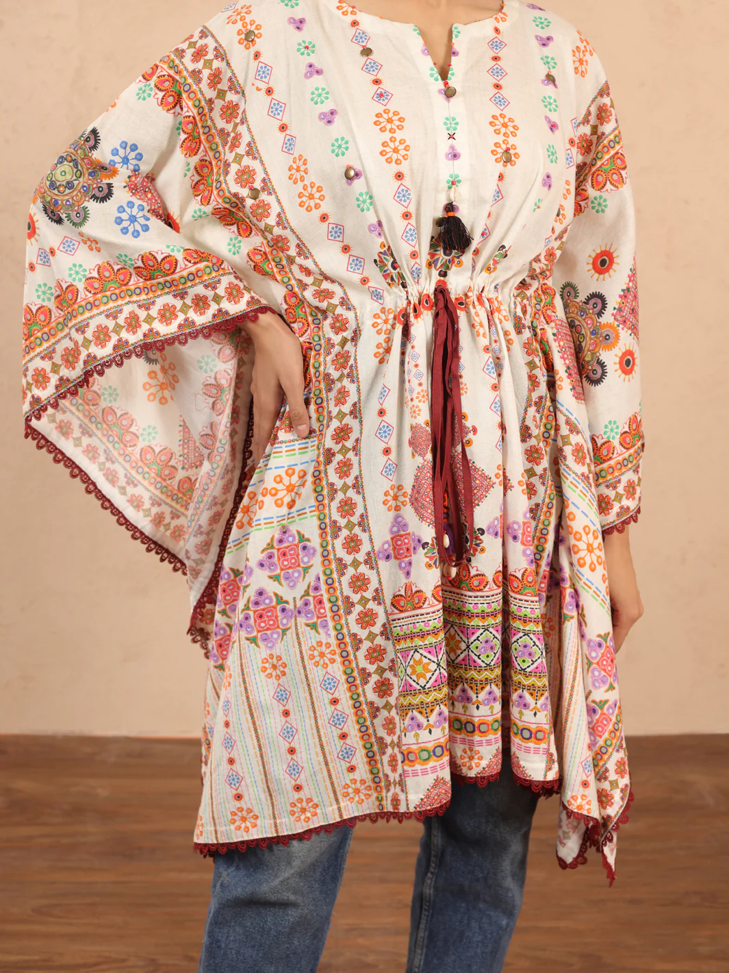 OFF WHITE CAMBRIC KURTI | ALP-LK-1983/FB-1983A - Image 4