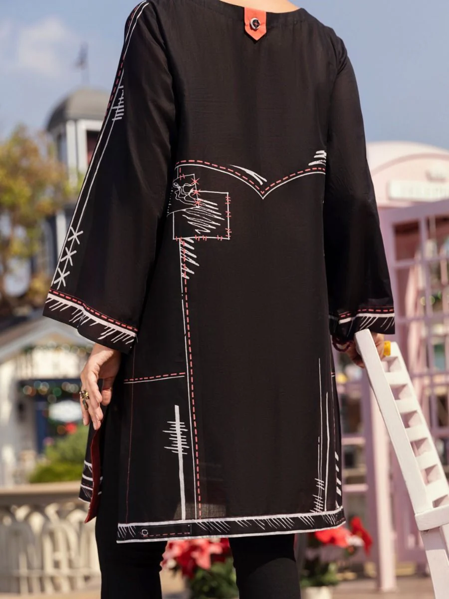 BLACK CAMBRIC KURTI | ALP-LK-US-1338 FB-1338A - Image 2
