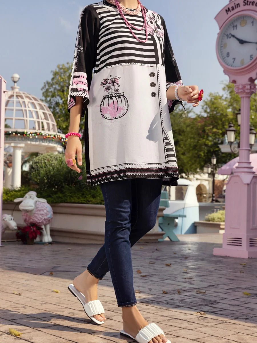 BLACK CAMBRIC KURTI | ALP-LK-US-1340 FB-1340A