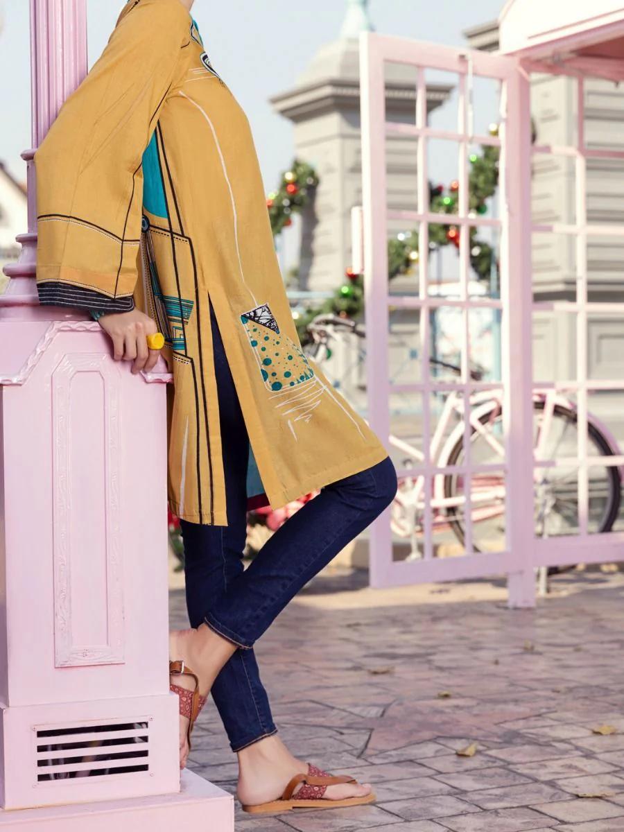 MUSTARD CAMBRIC KURTI | ALP-LK-US-1343 FB-1343A - Image 3
