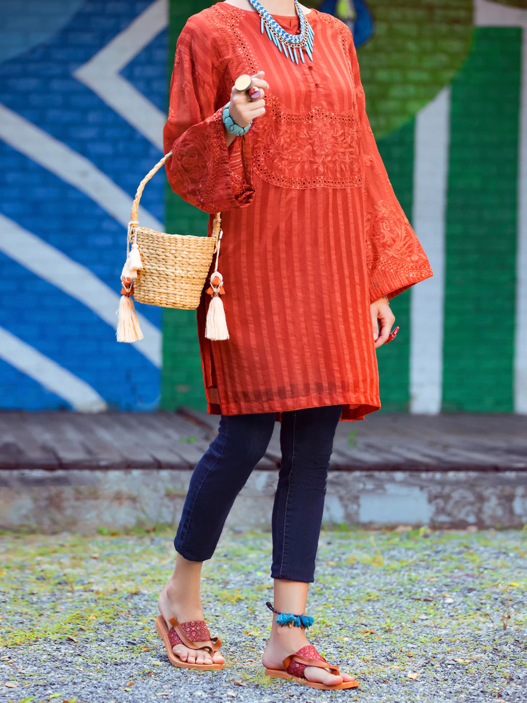 RUST KHADDI KURTI | ALP-LK-US-1351/AM-2281B - Image 5